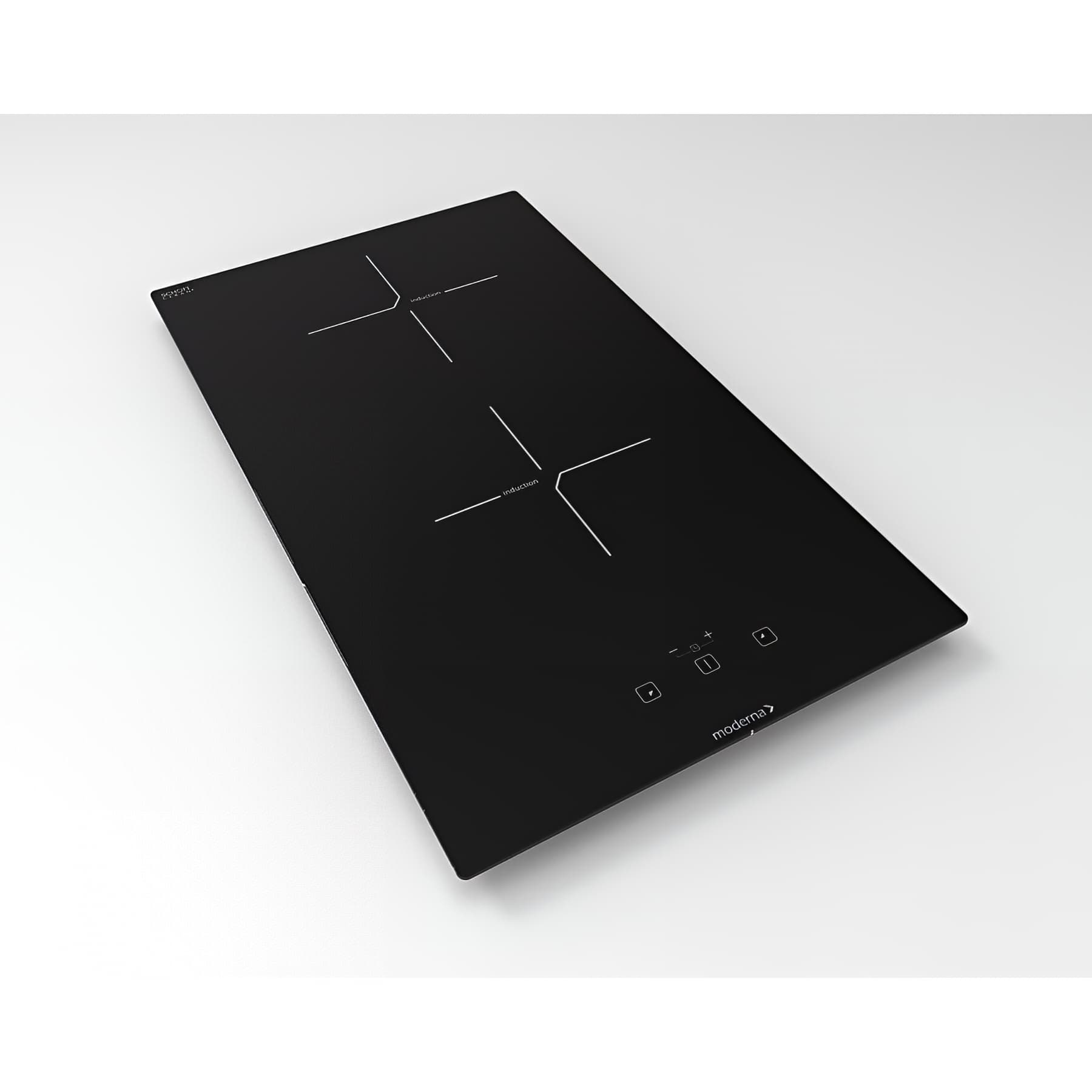 Plaque de cuisson MODERNA MT2 zones induction 16cm et 22cm à commande tactile détection de casseroles et minuterie compatible avec éviers MODERNA