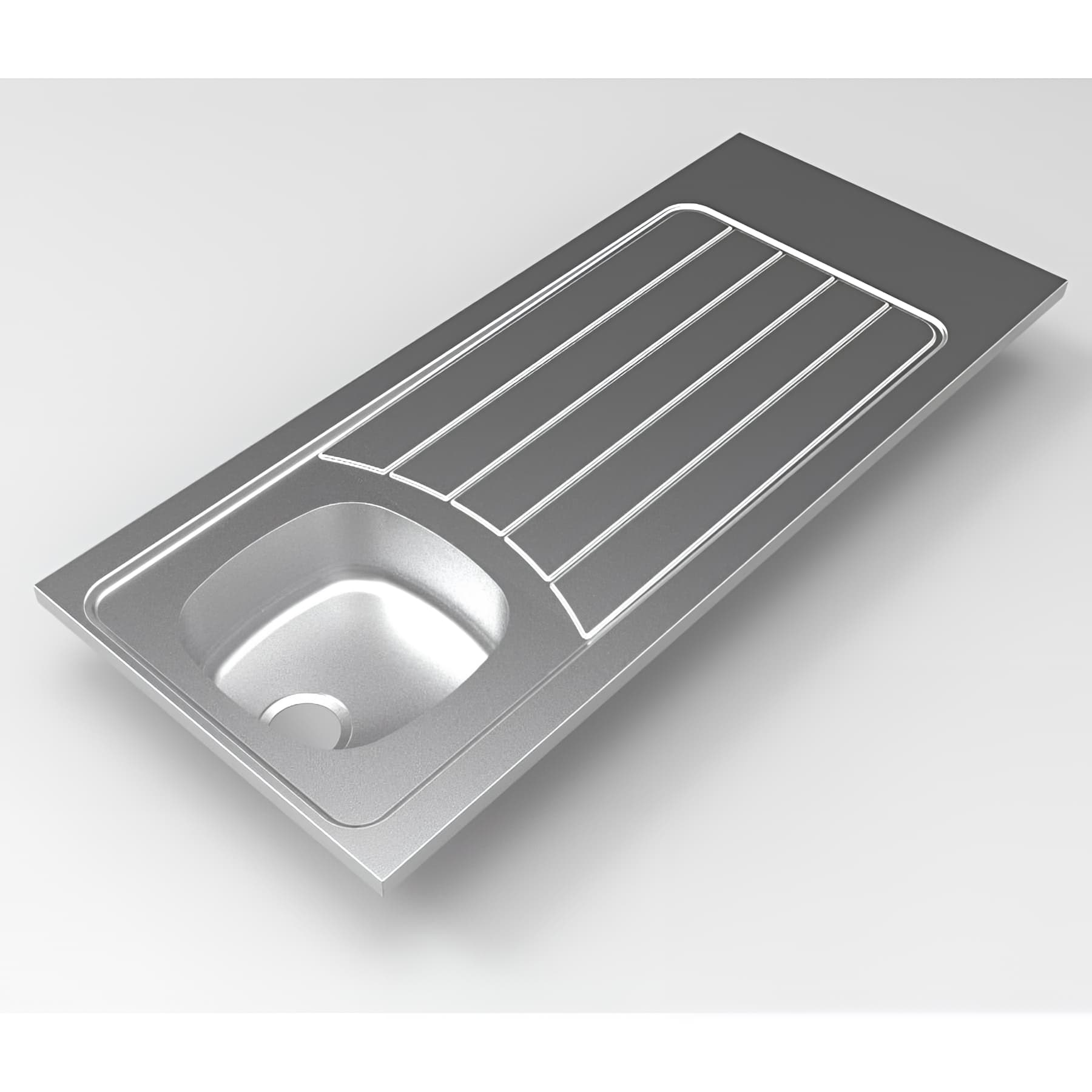 Evier à poser réversible inox lisse MODERNA ISEO 140x60 épaisseur 30mm 1 bac 1 égouttoir résistant à la corrosion nettoyage facile