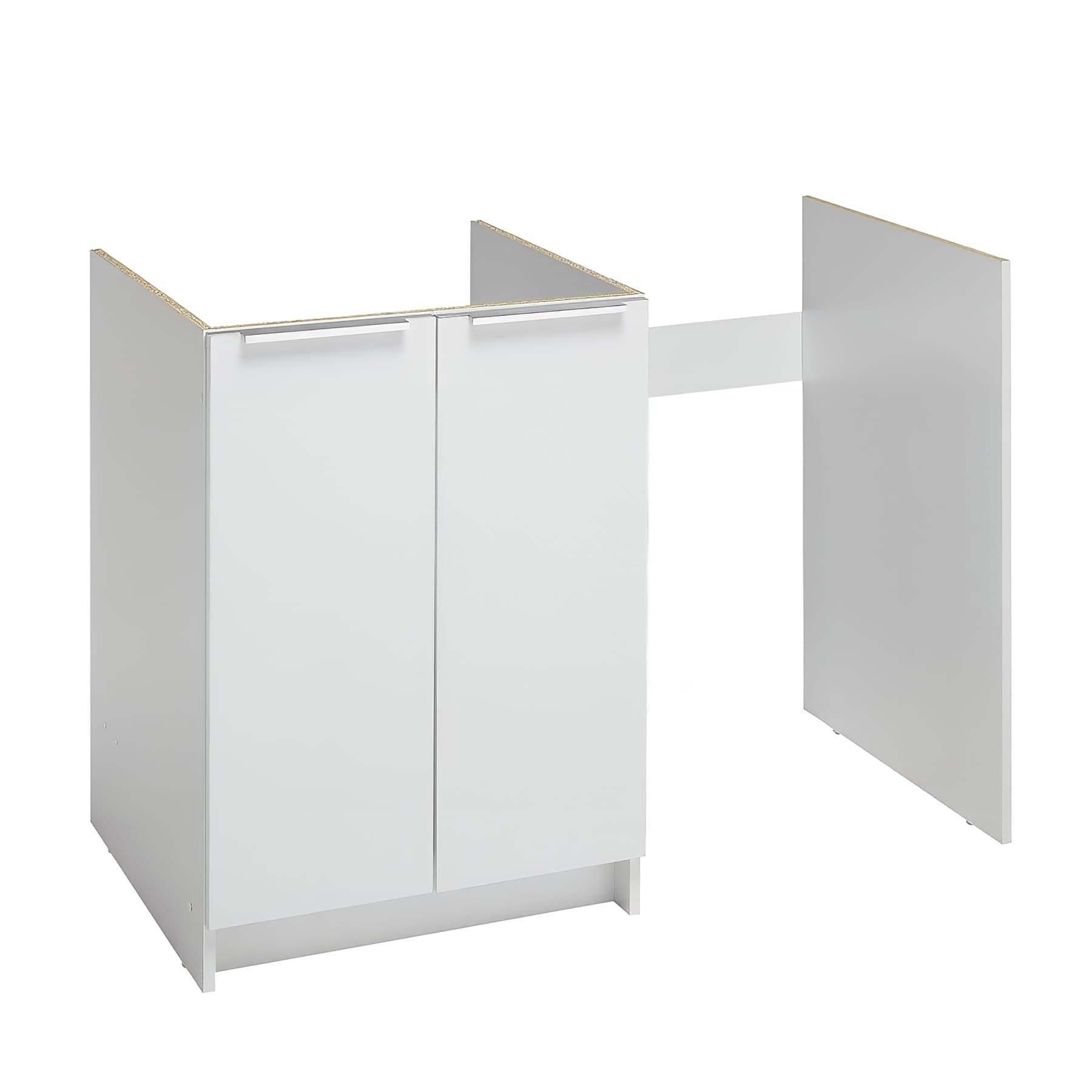 Meuble sous évier MODERNA CLASSIK pour évier à poser 120x60 mélaminé blanc 16mm 2 portes 1 étagère 1 niche frigo