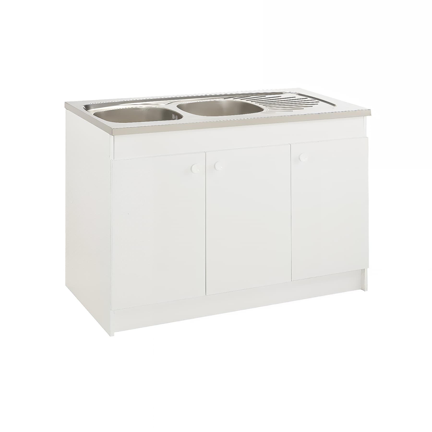 Meuble sous évier MODERNA PRIMO blanc 3 portes pour évier à poser 120x60 (évier non inclus)