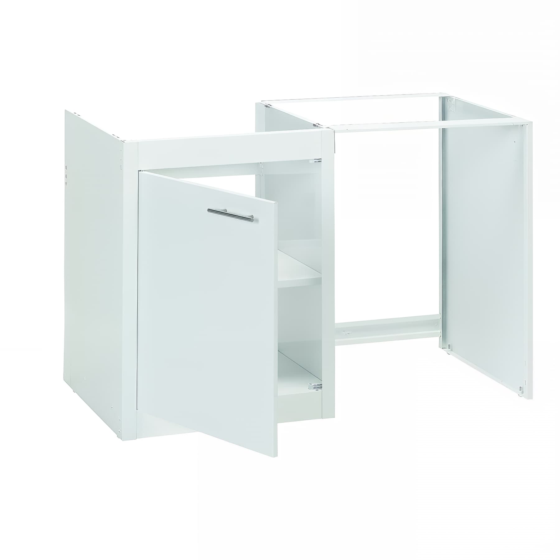 Meuble sous évier 120x60 métallique MODERNA CLIPMETAL couleur GLACIER pour évier à poser 120x60 niche pour frigo