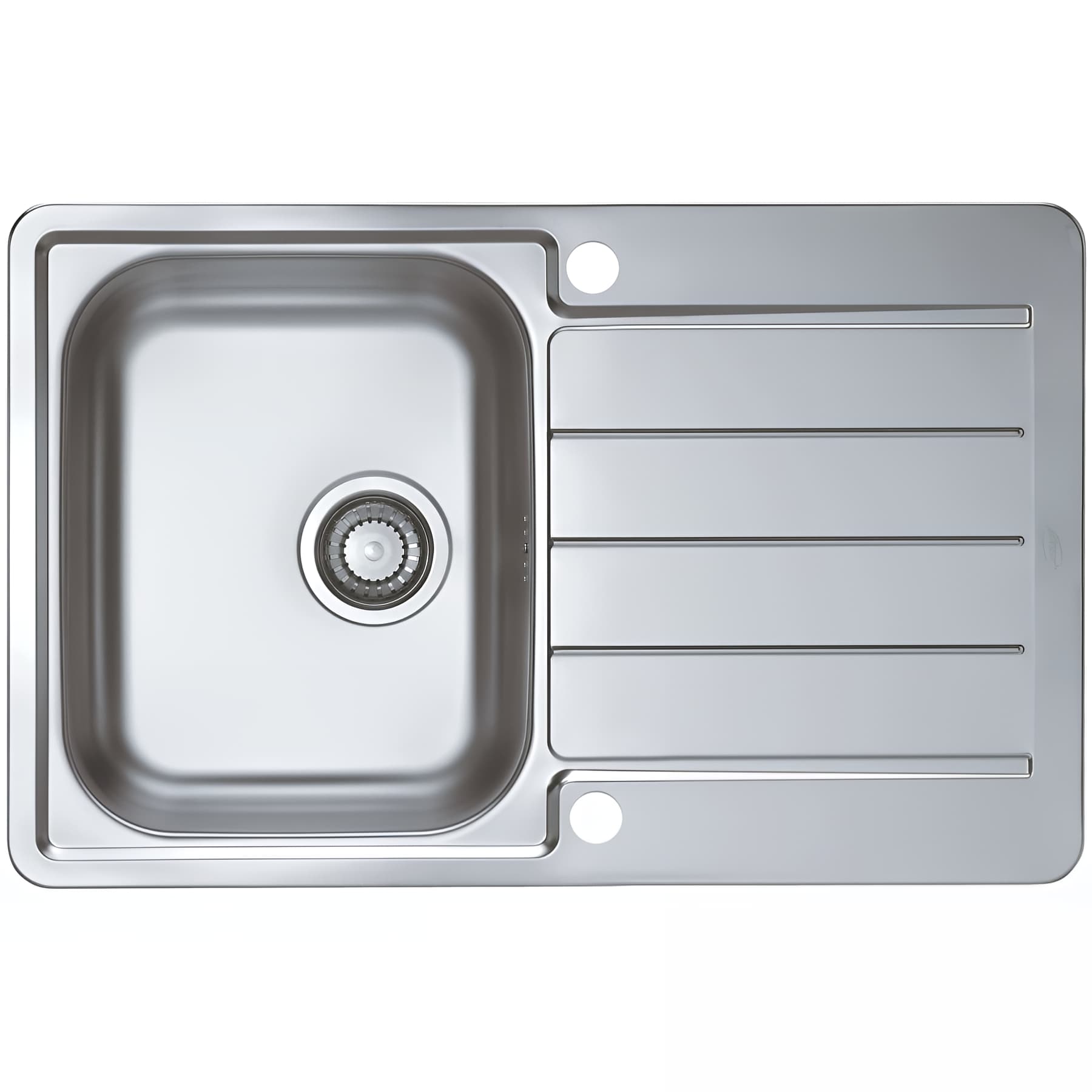 Evier à encastrer réversible MODERNA LINE 79x50 hauteur 16cm inox satiné 1 bac 1 égouttoir livré avec son vidage automatique complet