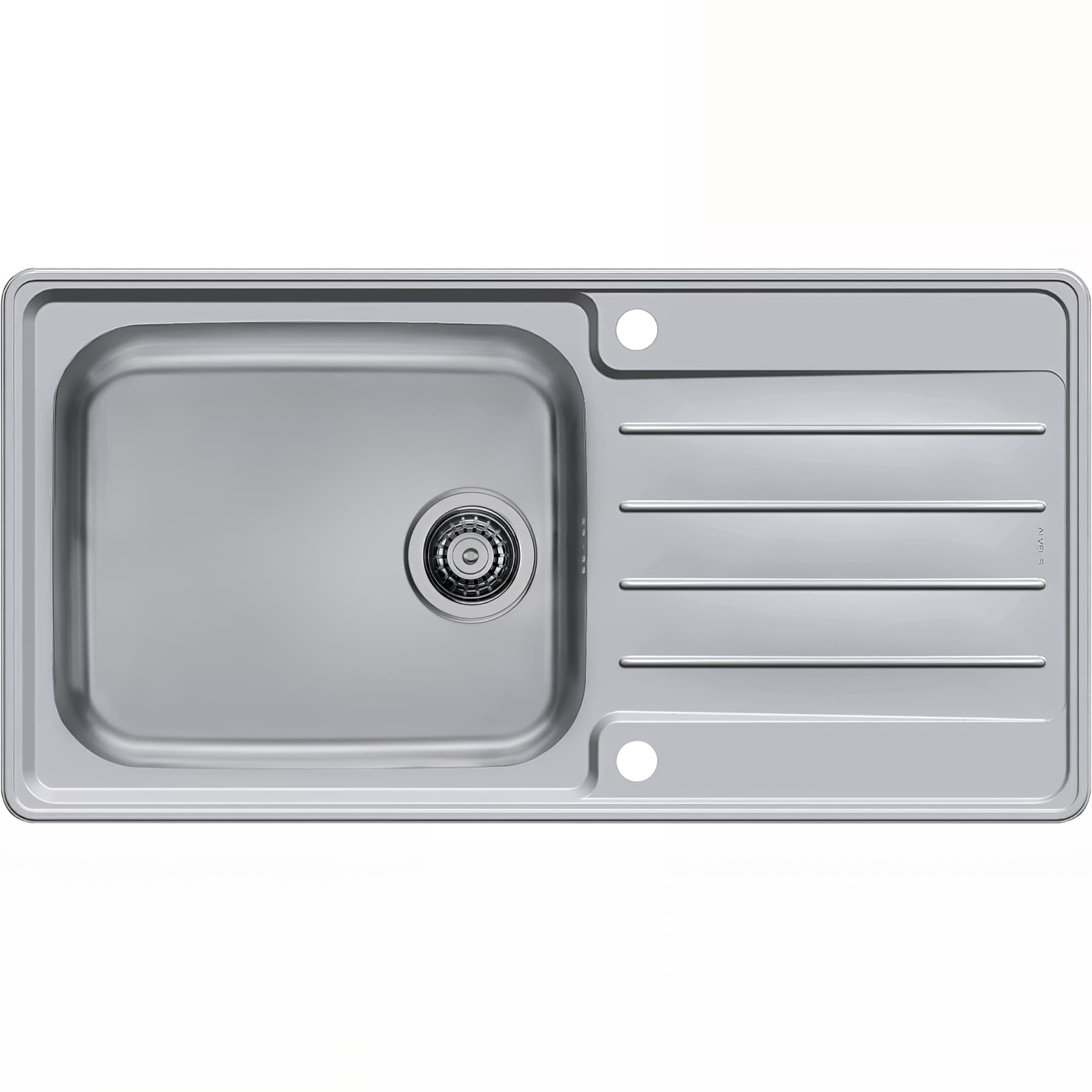 Evier à encastrer réversible MODERNA LINE 98x50 hauteur 20cm inox satiné 1 grande cuve 1 égouttoir livré avec son vidage automatique complet