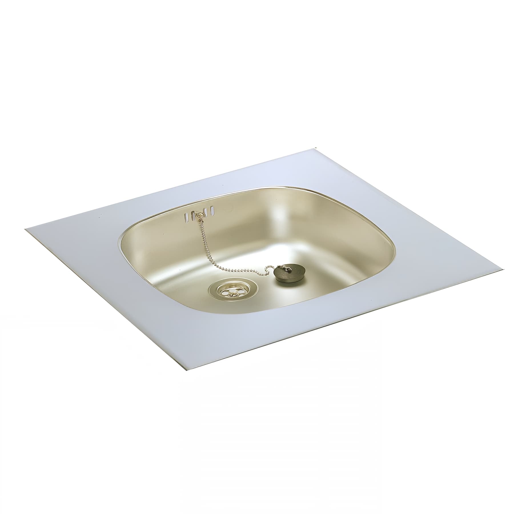 Evier à encastrer PMR MODERNA ECO inox lisse 1 bac carré 47,5x47,5 hauteur 11cm livré avec son vidage et siphon PMR