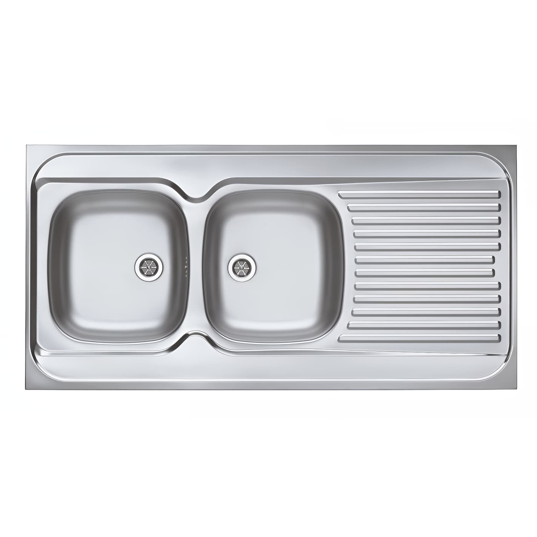 Evier à poser réversible inox lisse MODERNA LAVELLI NF 2 cuves 1 égouttoir 120x60 épaisseur 30mm