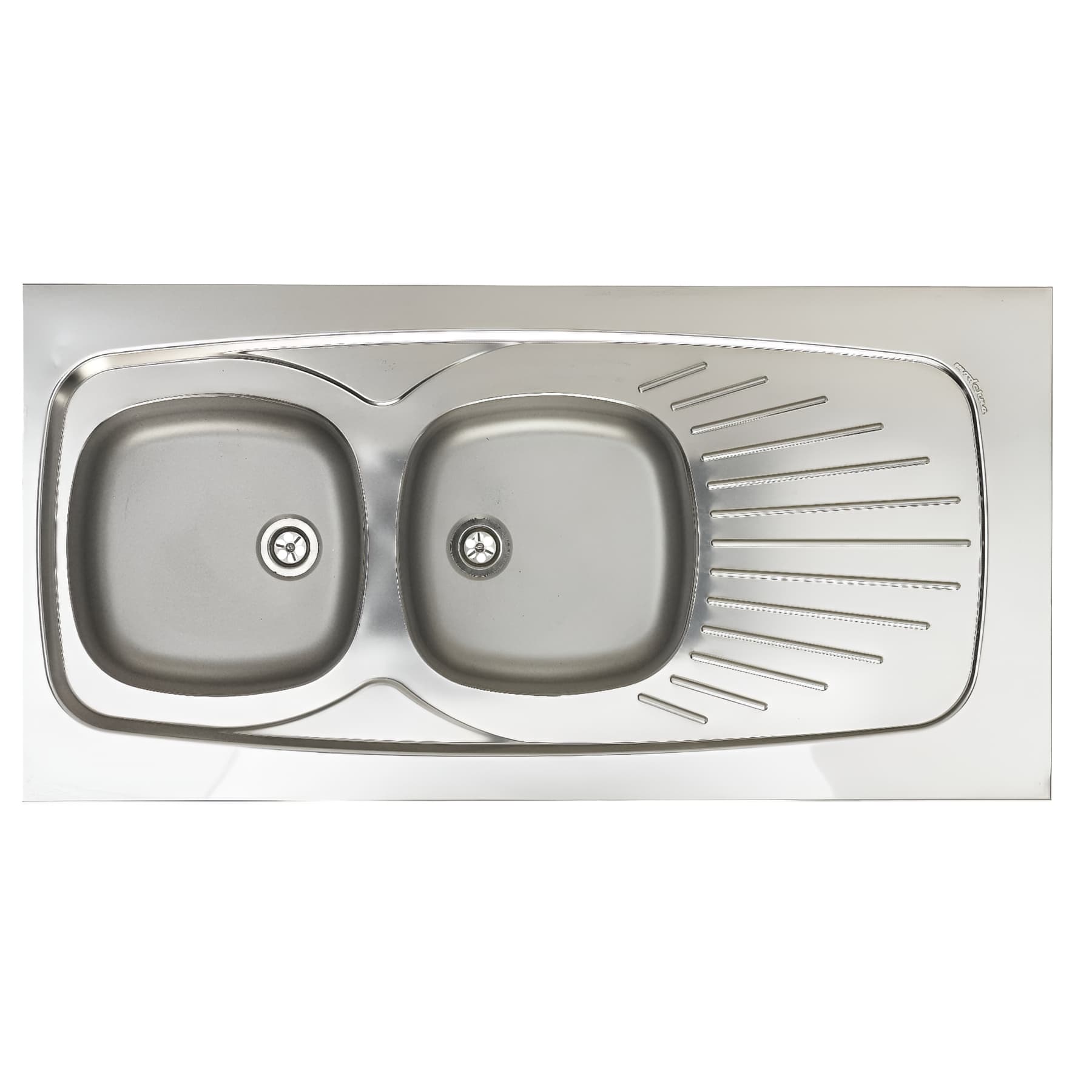 Evier à poser réversible inox lisse MODERNA LAVELLI 2 cuves 1 égouttoir 120x60 épaisseur 30mm résistant à la corrosion nettoyage facile