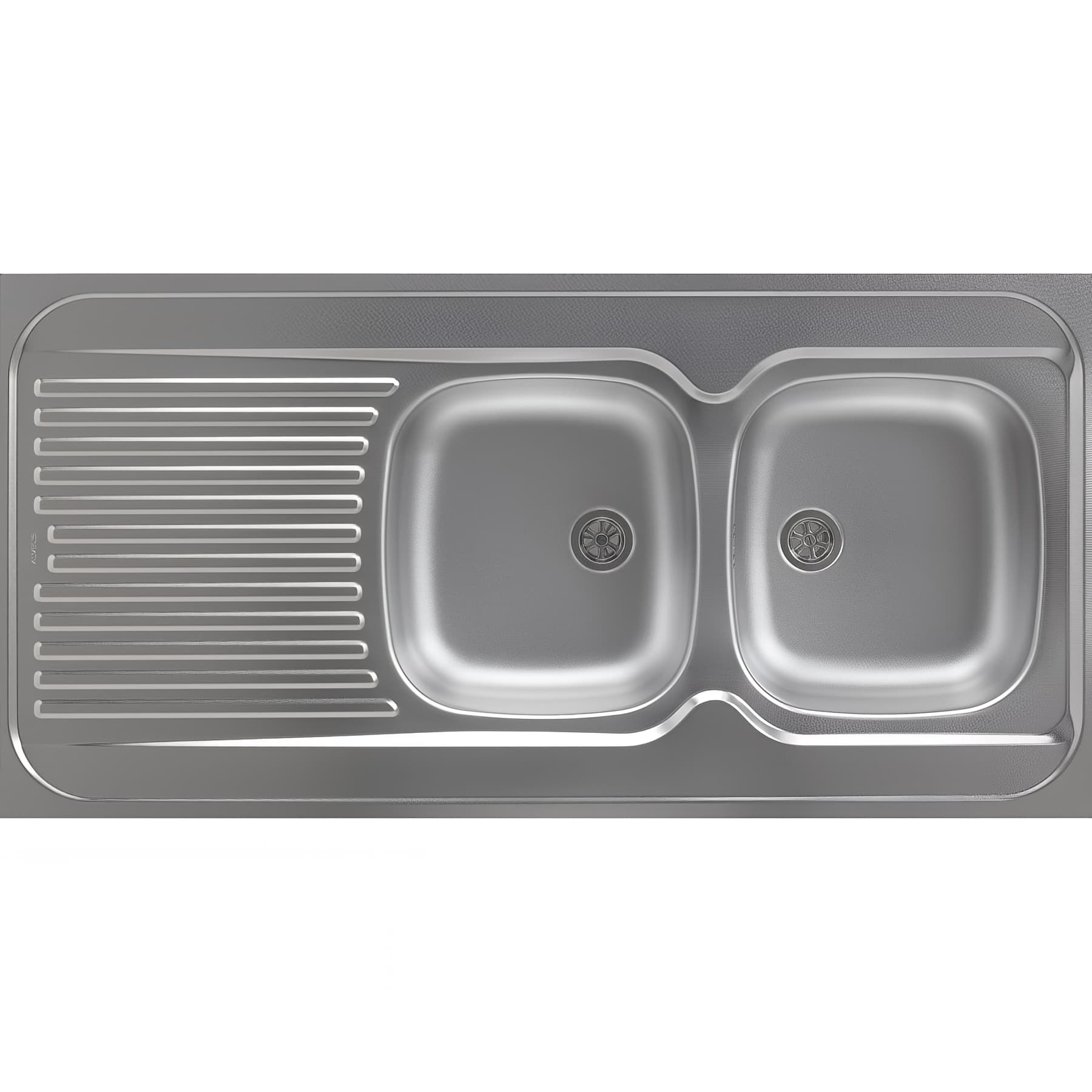 Evier à poser réversible inox toilé MODERNA LAVELLI 2 cuves 1 égouttoir 120x60 épaisseur 30mm