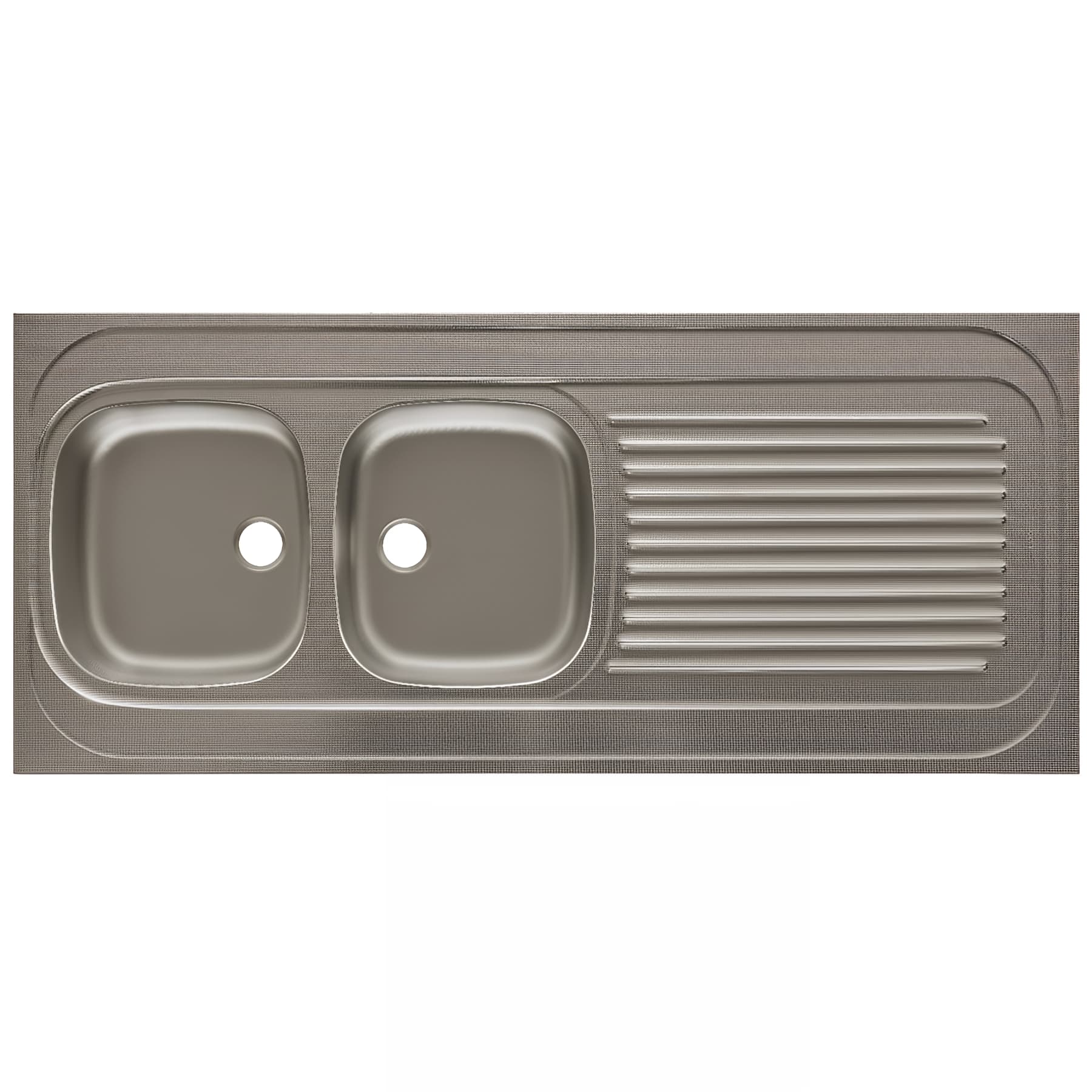 Evier à poser réversible inox toilé MODERNA LAVELLI 2 cuves 1 égouttoir 140x60 épaisseur 30mm résistant à la corrosion nettoyage facile