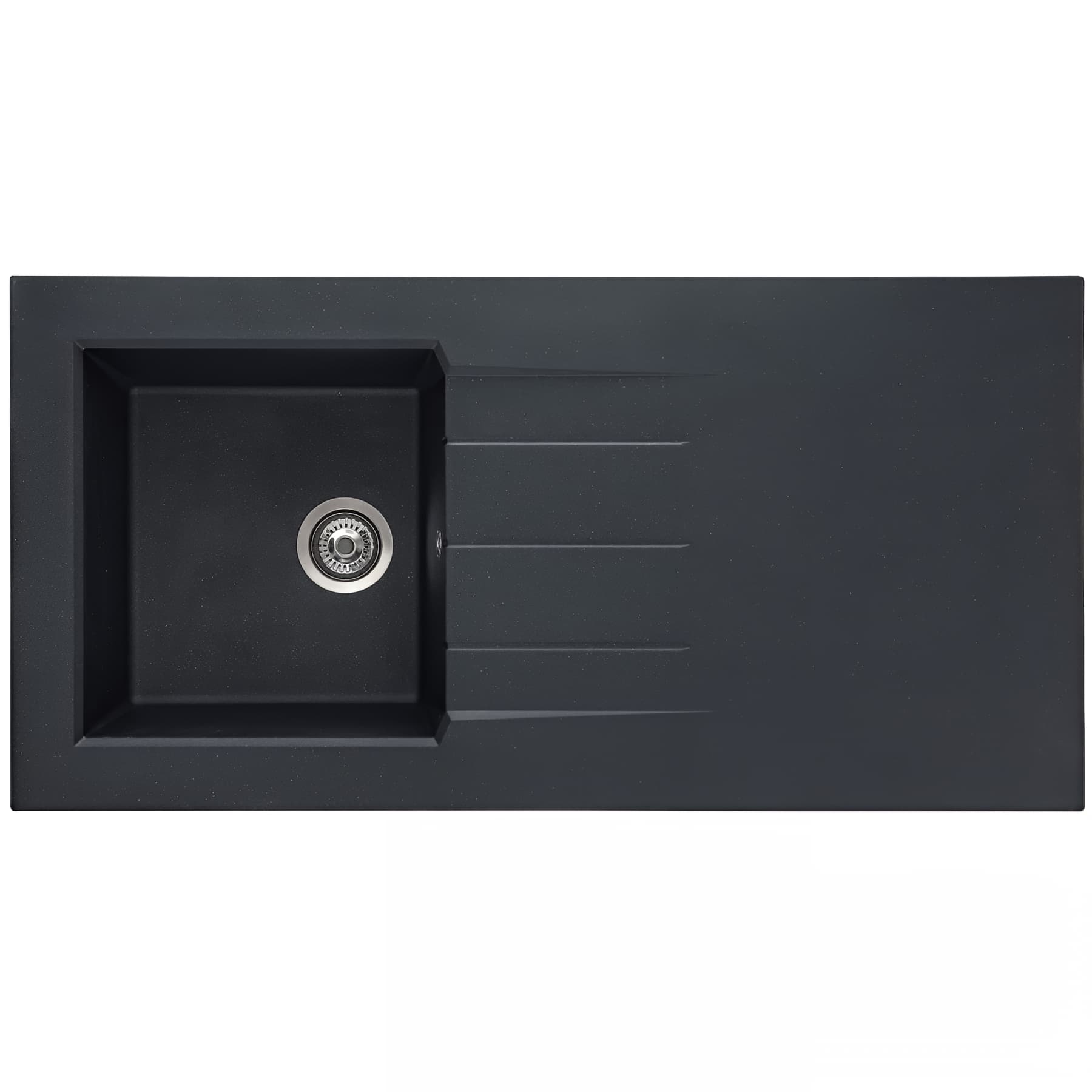 Evier à poser réversible en résine composite fibrée MODERNA ONTARIO noir pailleté teinté dans la masse 1 bac 1 égouttoir 120x60 épaisseur 38mm