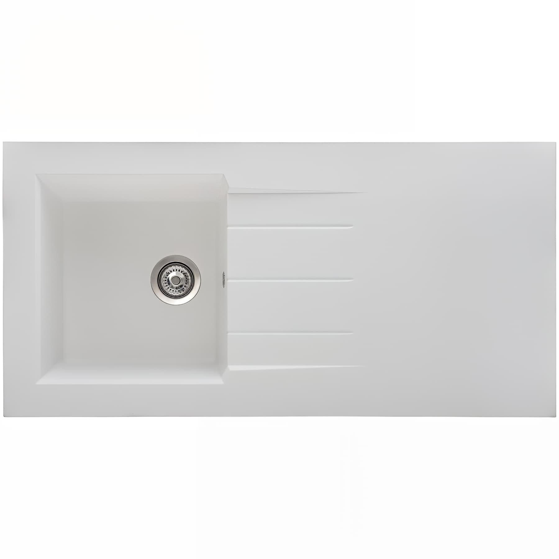 Evier à poser réversible en résine composite fibrée MODERNA ONTARIO 120x60 blanc uni teinté dans la masse 1 bac 1 égouttoir 120x60 épaisseur 38mm