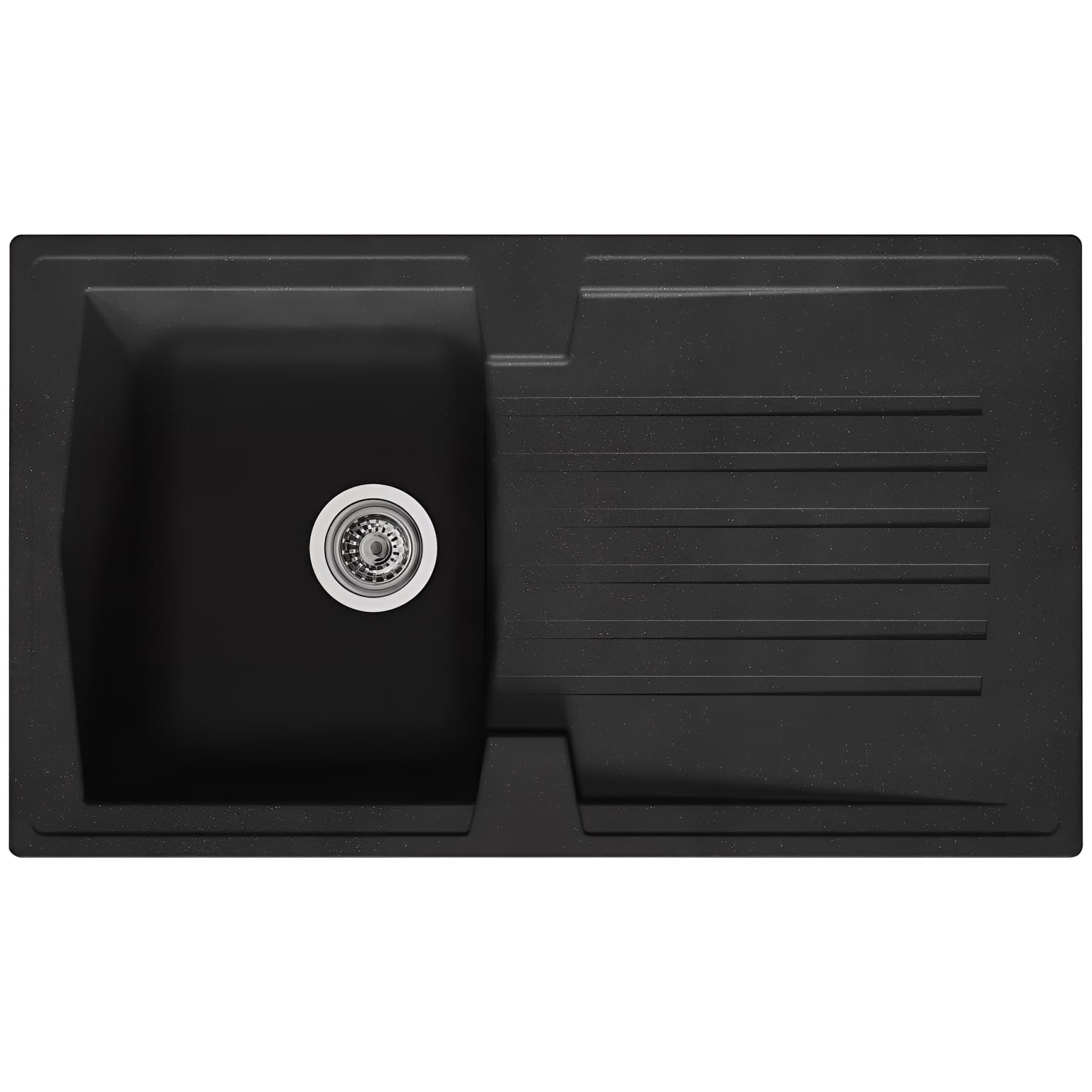 Evier à encastrer réversible en résine composite fibrée MODERNA ARENA 86x50 hauteur 20cm noir pailleté teinté dans la masse 1 bac 1 égouttoir