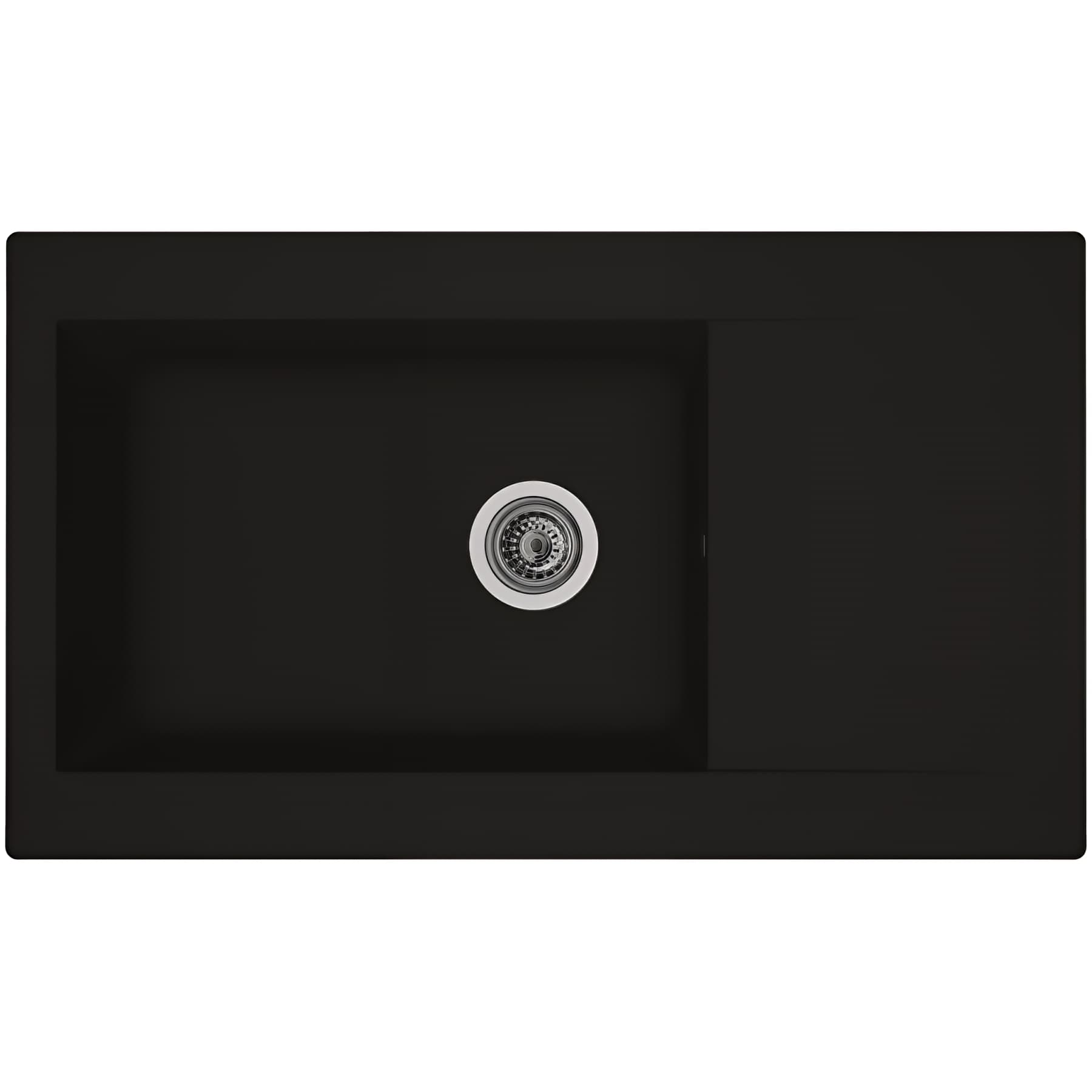 Evier à encastrer réversible en résine composite fibrée MODERNA EINNA 86x50 hauteur 20cm noir uni teinté dans la masse 1 grande cuve 1 égouttoir