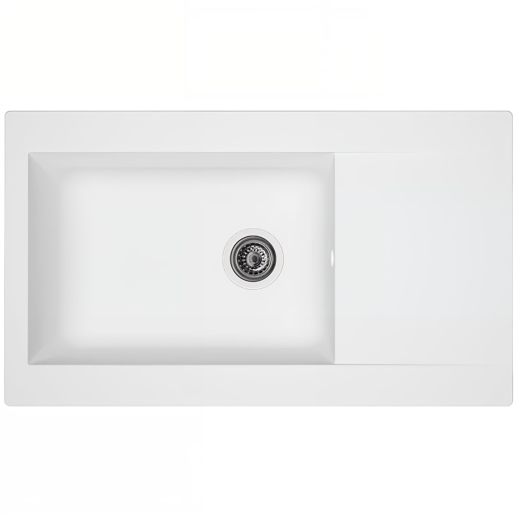 Evier à encastrer réversible en résine composite fibrée MODERNA EINNA 86x50 hauteur 20cm blanc uni teinté dans la masse 1 grande cuve 1 égouttoir