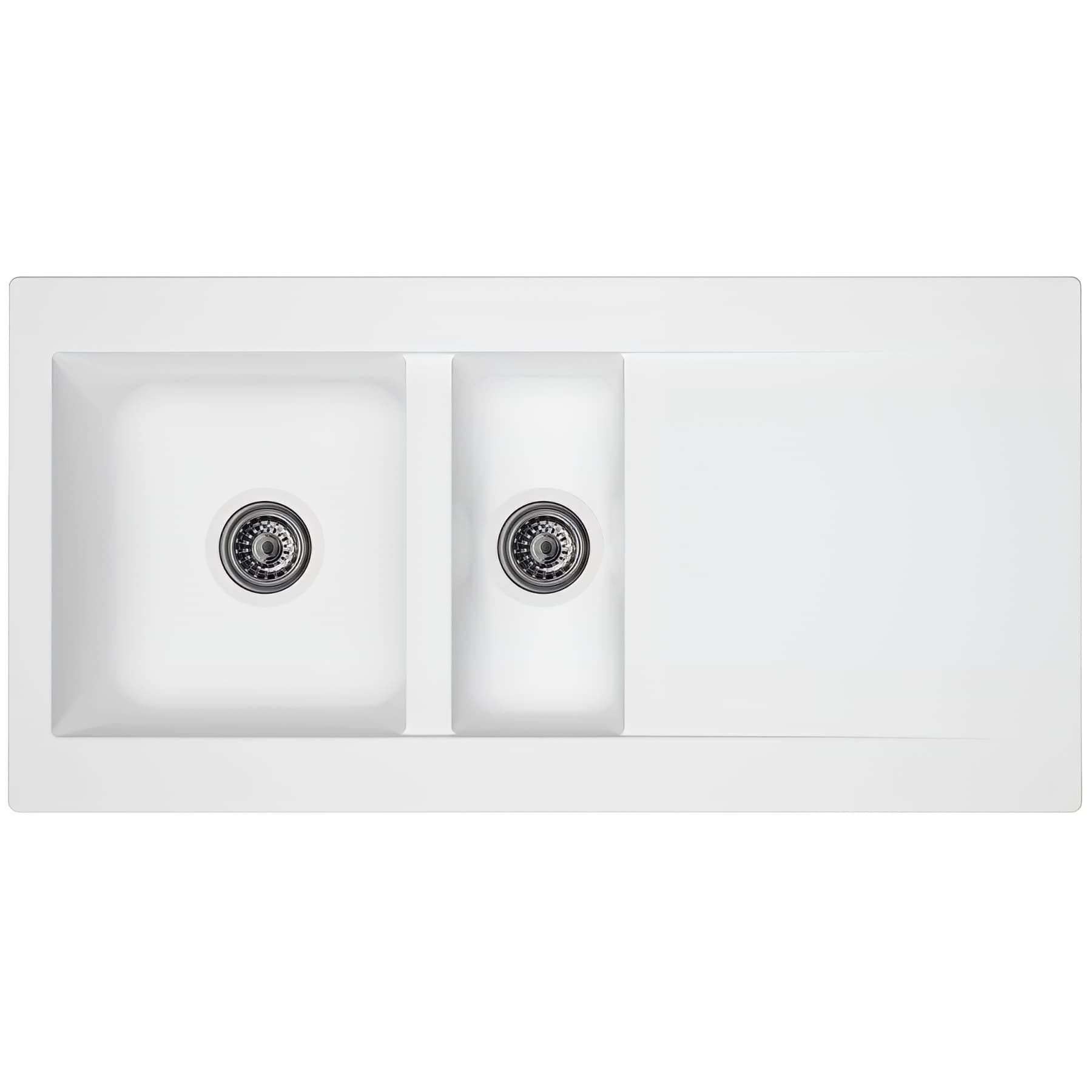 Evier à encastrer réversible en résine composite fibrée MODERNA EINNA 100x50 hauteur 19,8cm blanc uni teinté dans la masse 1 cuve 1 égouttoir