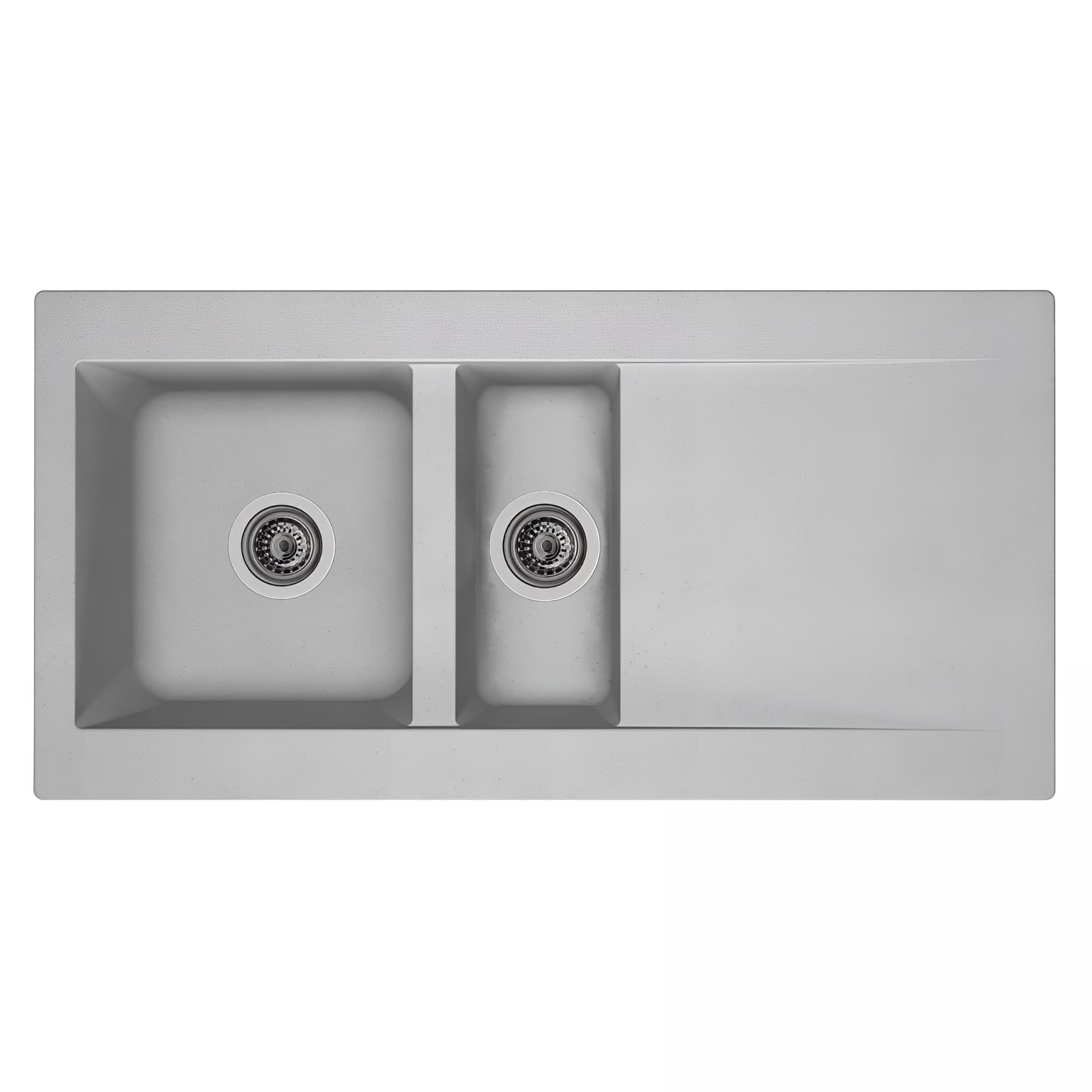 Evier à encastrer réversible en résine composite fibrée MODERNA EINNA 100x50 hauteur 19,8cm gris platinium teinté dans la masse 1 cuve 1 égouttoir