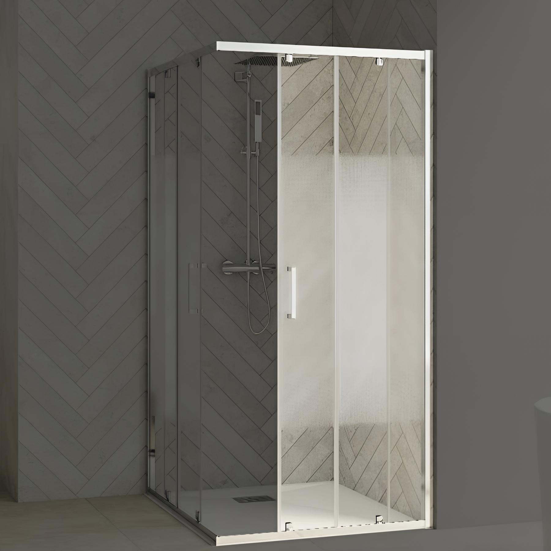 Paroi de douche kinedo Smart Design 1 volet coulissant sans seuil extensible 117/130 blanc - fixe à gauche