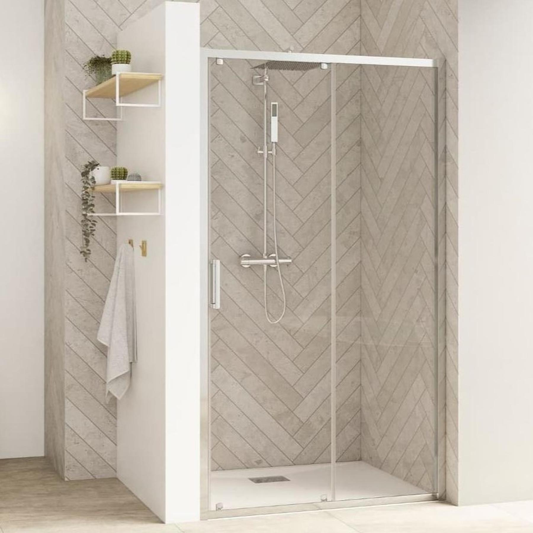 Porte de douche coulissante Kinedo SMART Design L 90 cm H 2,05 m verre 6mm anti calcaire transparent 