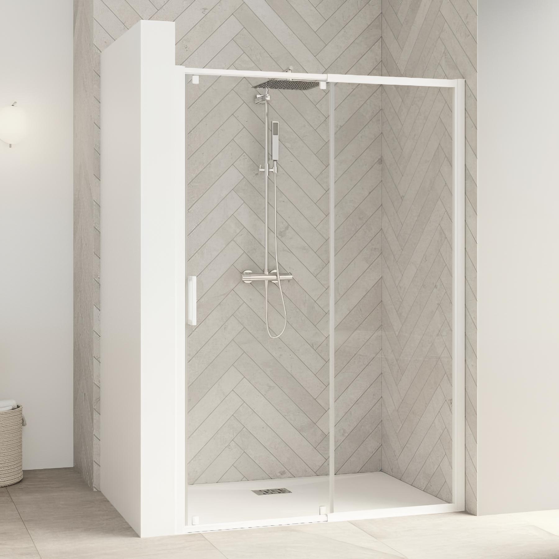 Paroi de douche kinedo Smart Design 2 portes pivotantes (intérieur/extérieur) sans seuiL 80cm verre sérigraphié cosmos