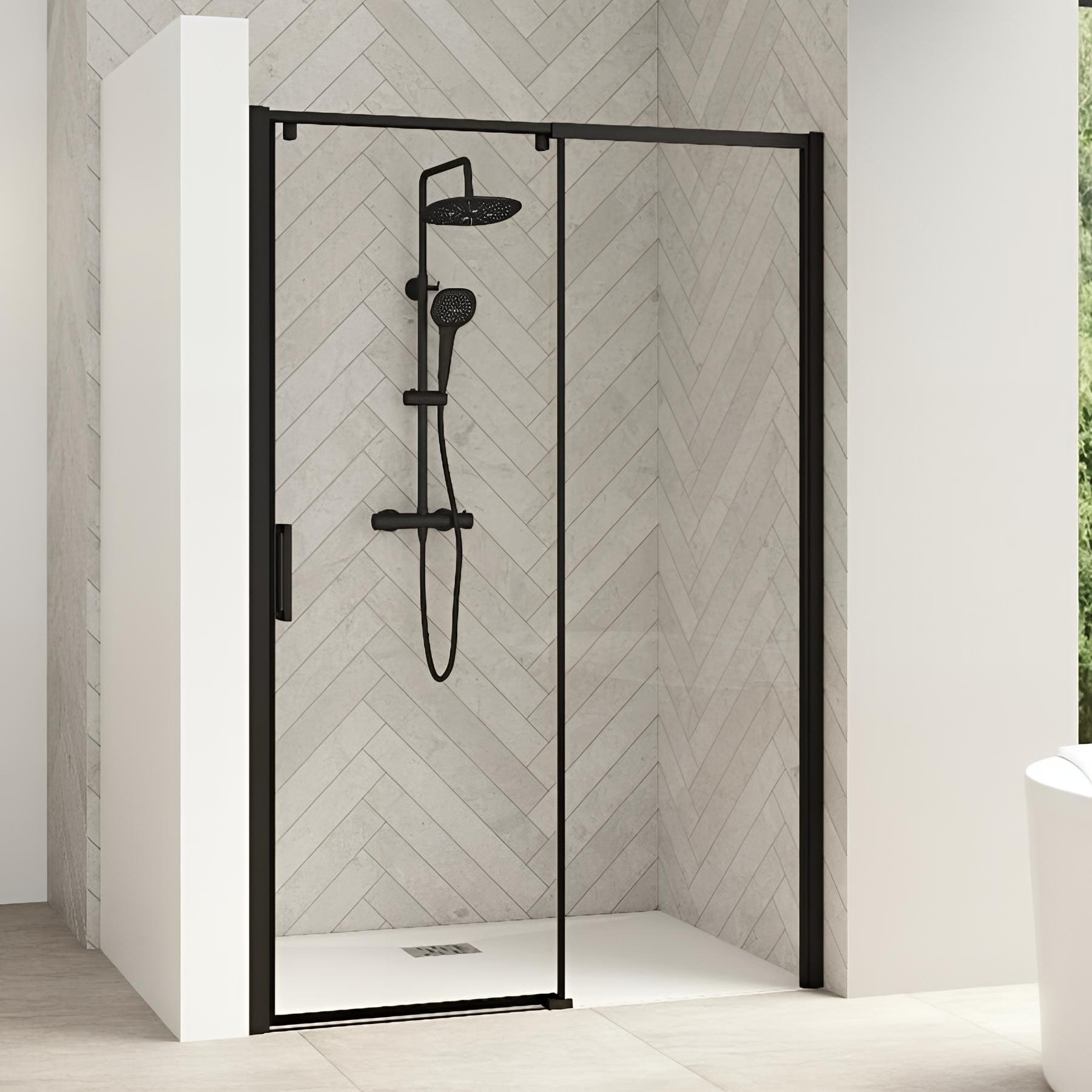 Paroi de douche kinedo Smart Design Accès d'angle coulissant avec seuiL 1,00 m chromé verre sérigraphié cosmos - fixe à droite