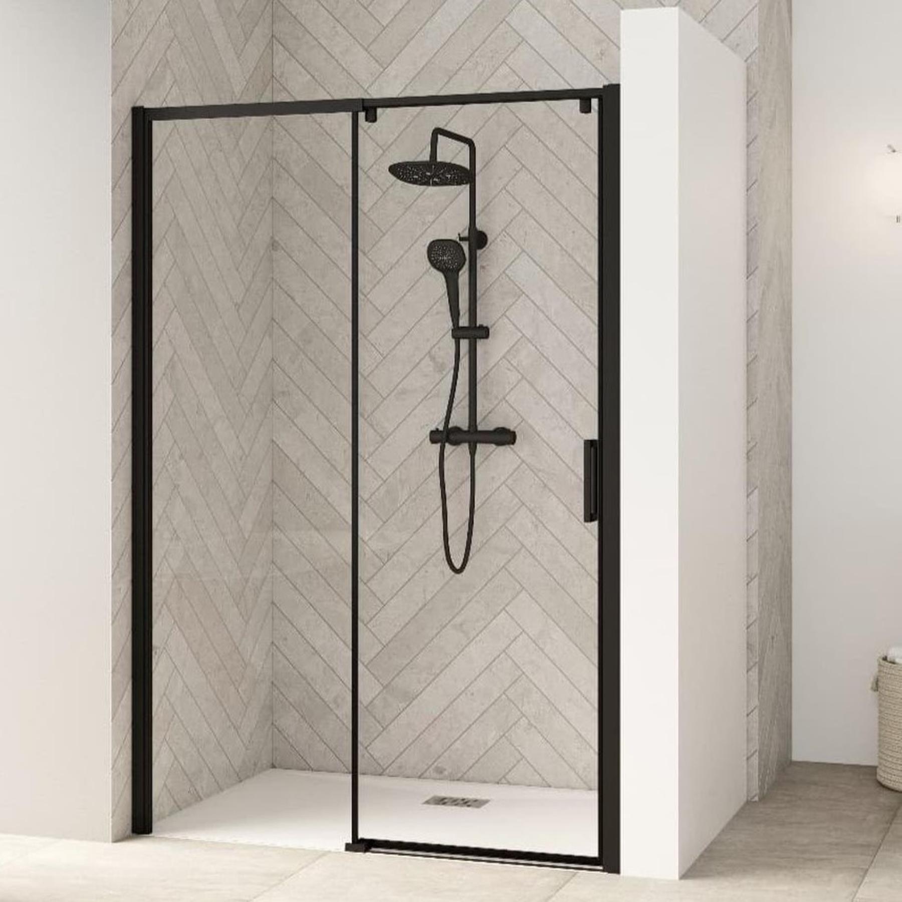 Paroi de douche Smart Design simple sans seuil porte pivotante 140 blanc verre sérigraphié cosmos