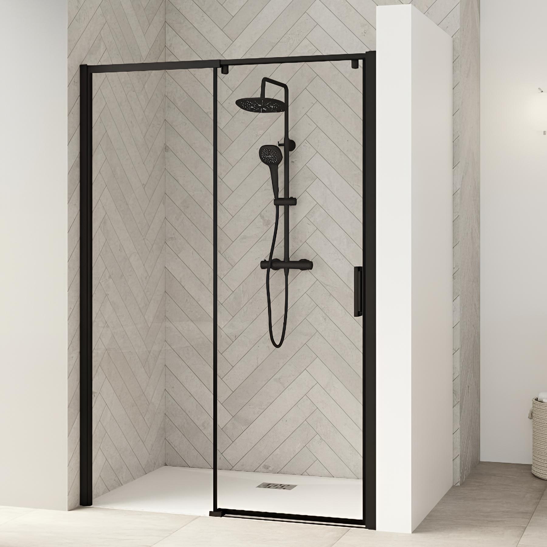Paroi de douche kinedo Smart Design Accès d'angle coulissant avec seuiL 1,00 m chromé verre sérigraphié cosmos - fixe à gauche