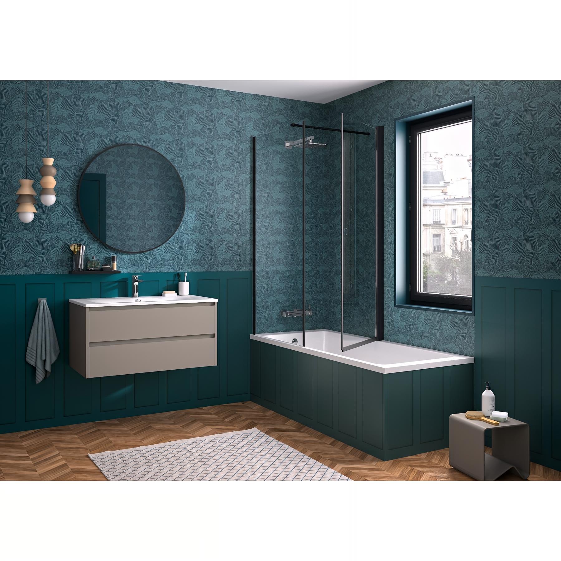 Pare-bain KINEDO Smart Design Orion pivotant pour montage en angle avec Smart Design Hydra ou Lyra 70 gris noir grainé transparent