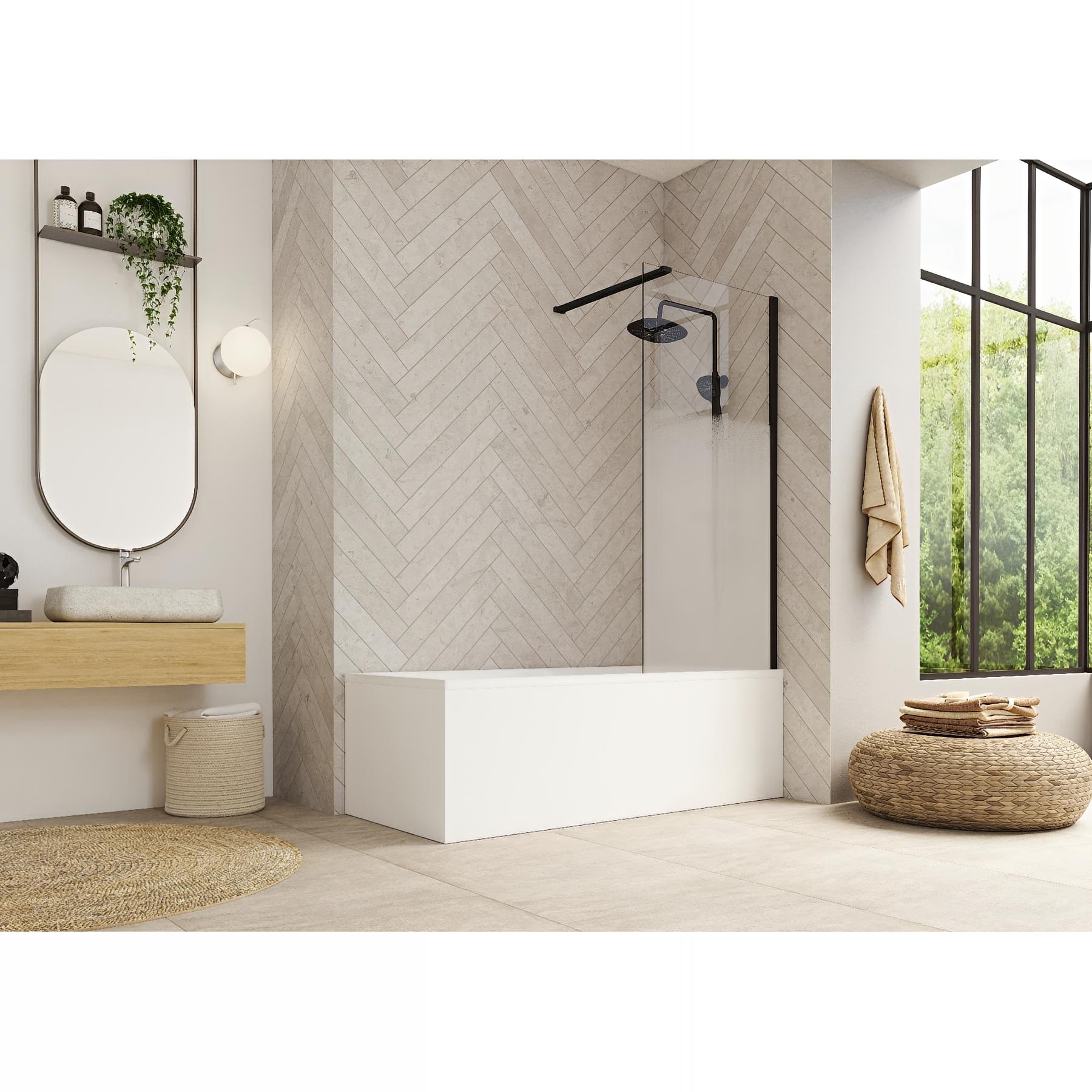 Pare-bain fixe Kinedo Smart Design Hydra 80 gris noir grainé verre sérigraphié cosmos