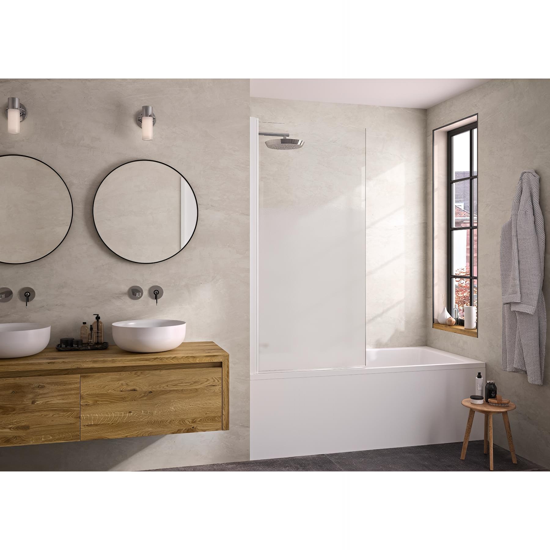 Pare-bain pivotant KINEDO Smart Design Lyra 80 blanc verre avec sérigraphie cosmos