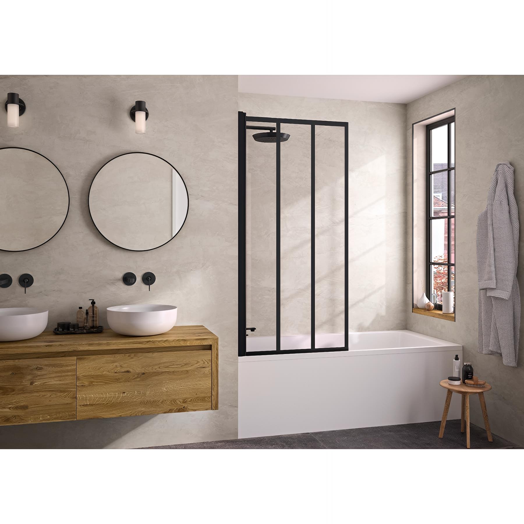 Pare-bain pivotant Kinedo Smart Design Lyra 80 gris noir grainé verre avec sérigraphie FACTORY