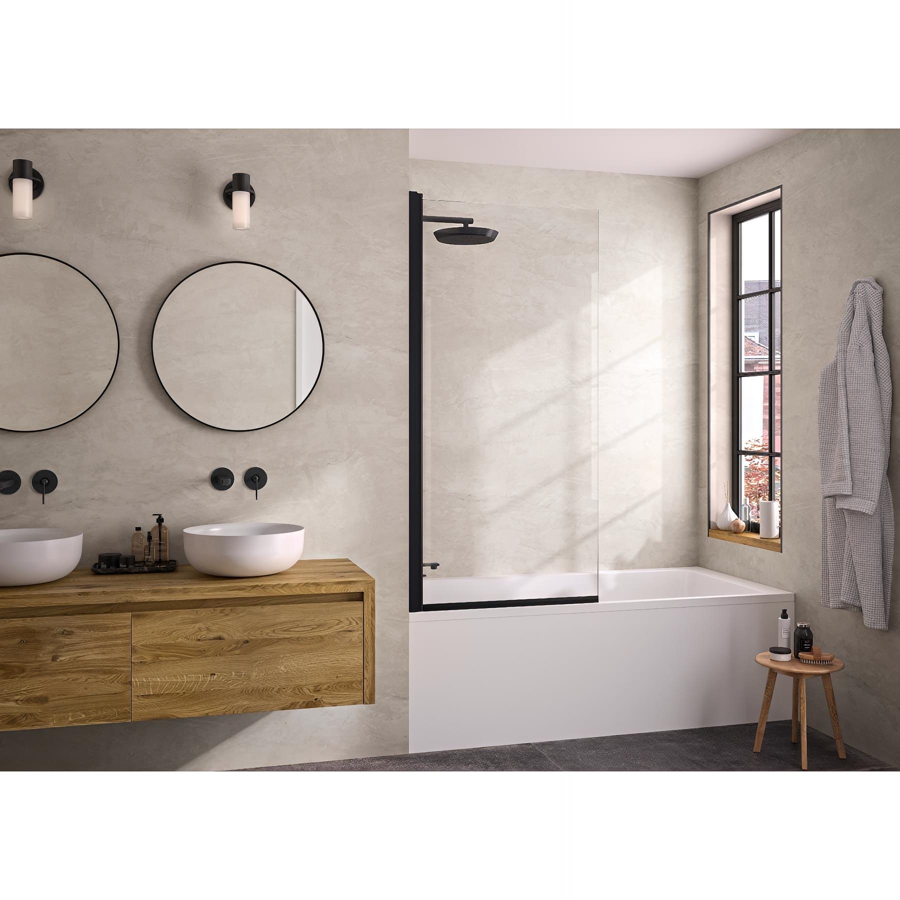Pare-bain pivotant KINEDO Smart Design Lyra 80 gris noir grainé verre avec sérigraphie cosmos