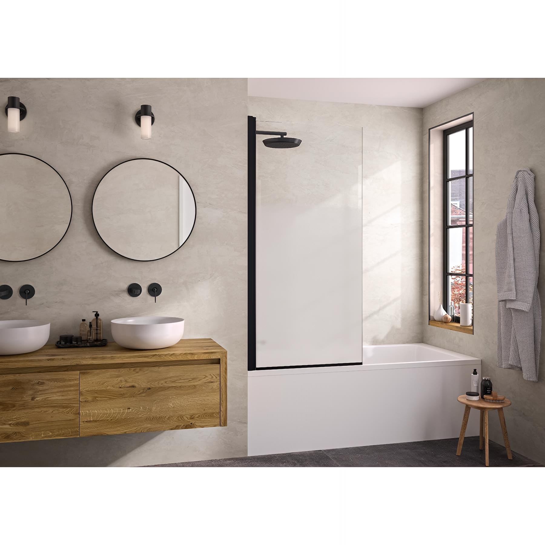 Pare-bain pivotant Kinedo Smart Design Lyra 80 gris noir grainé verre transparent