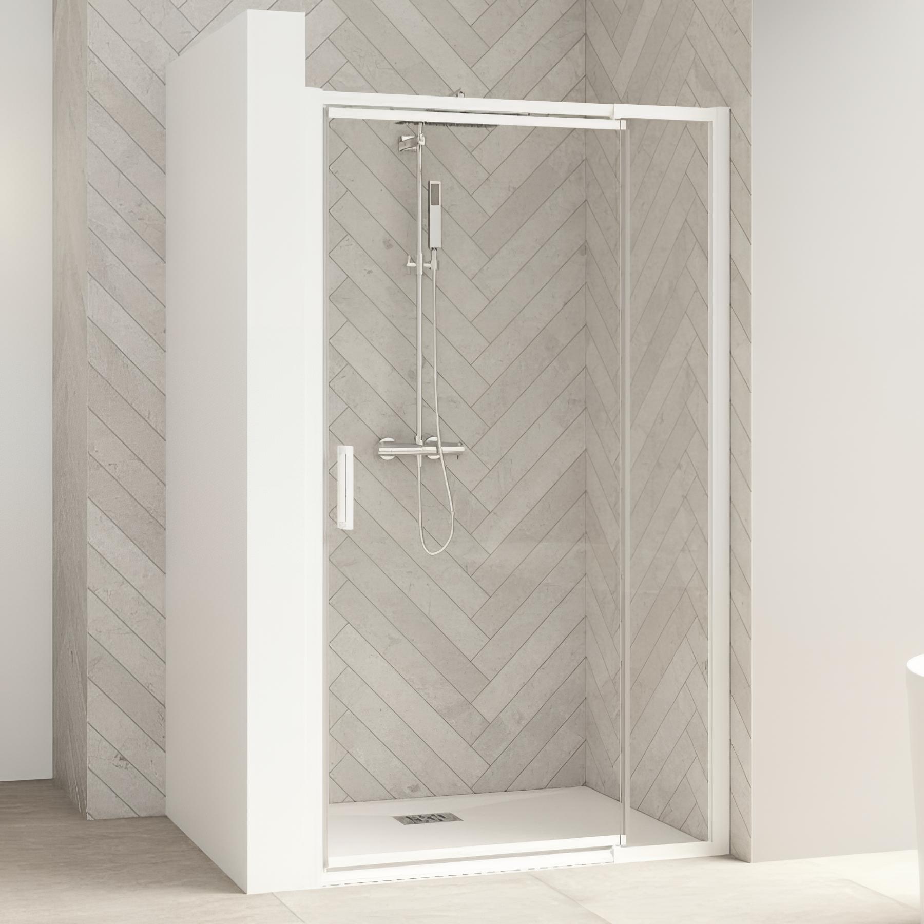 Paroi de douche kinedo Smart Design Porte pivotante (intérieur/extérieur) sans seuiL 1,00 m chromé verre sérigraphié cosmos