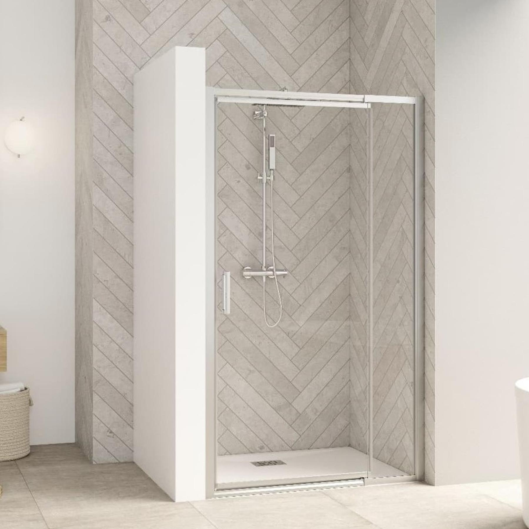 Paroi de douche Smart Design Porte pivotante avec seuil 97/110 chromé