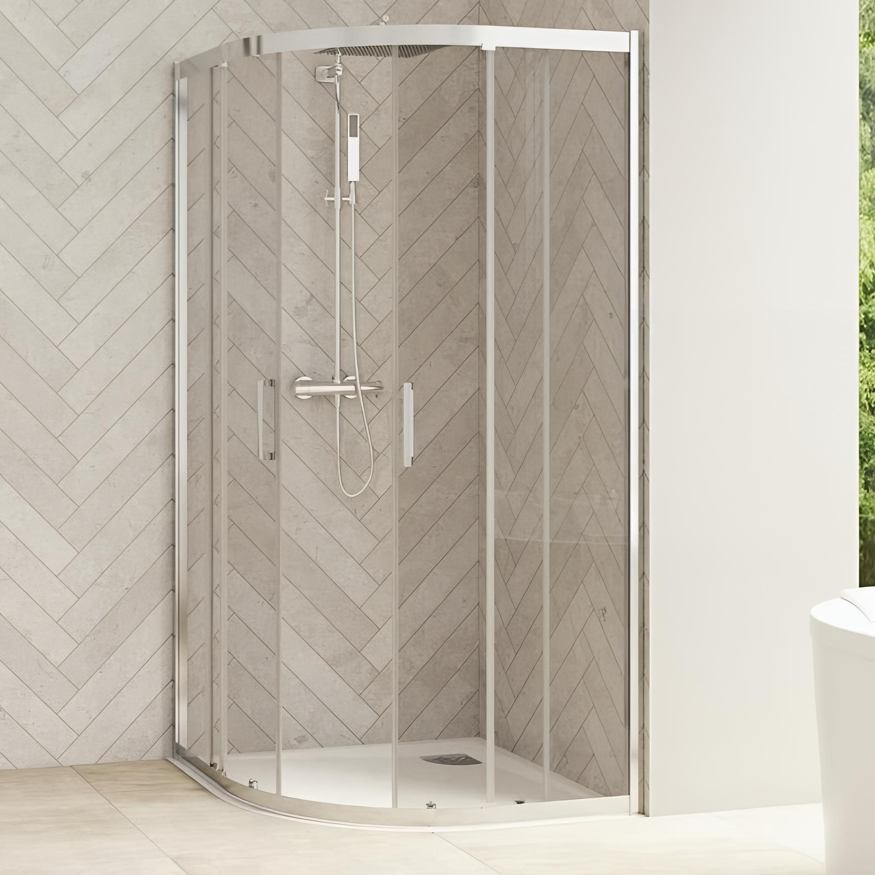 Porte de douche 1/4 de rond 2 portes coulissantes SMART Design pour receveur 1/4 de rond 90x90 blanc