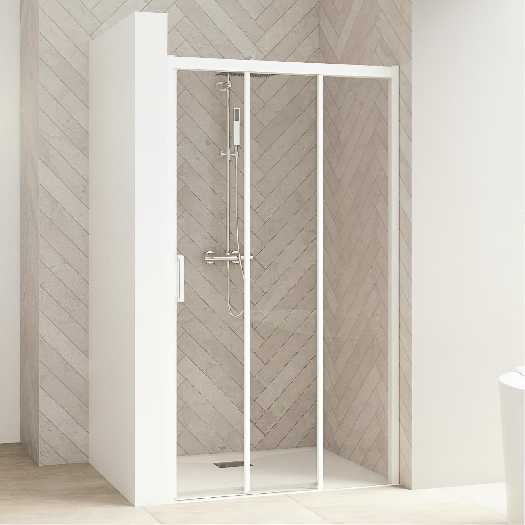 Porte de douche 2 coulissants (à coupler avec paroi fixe) SMART Design L 90cm H 2,05 m blancfixe droite