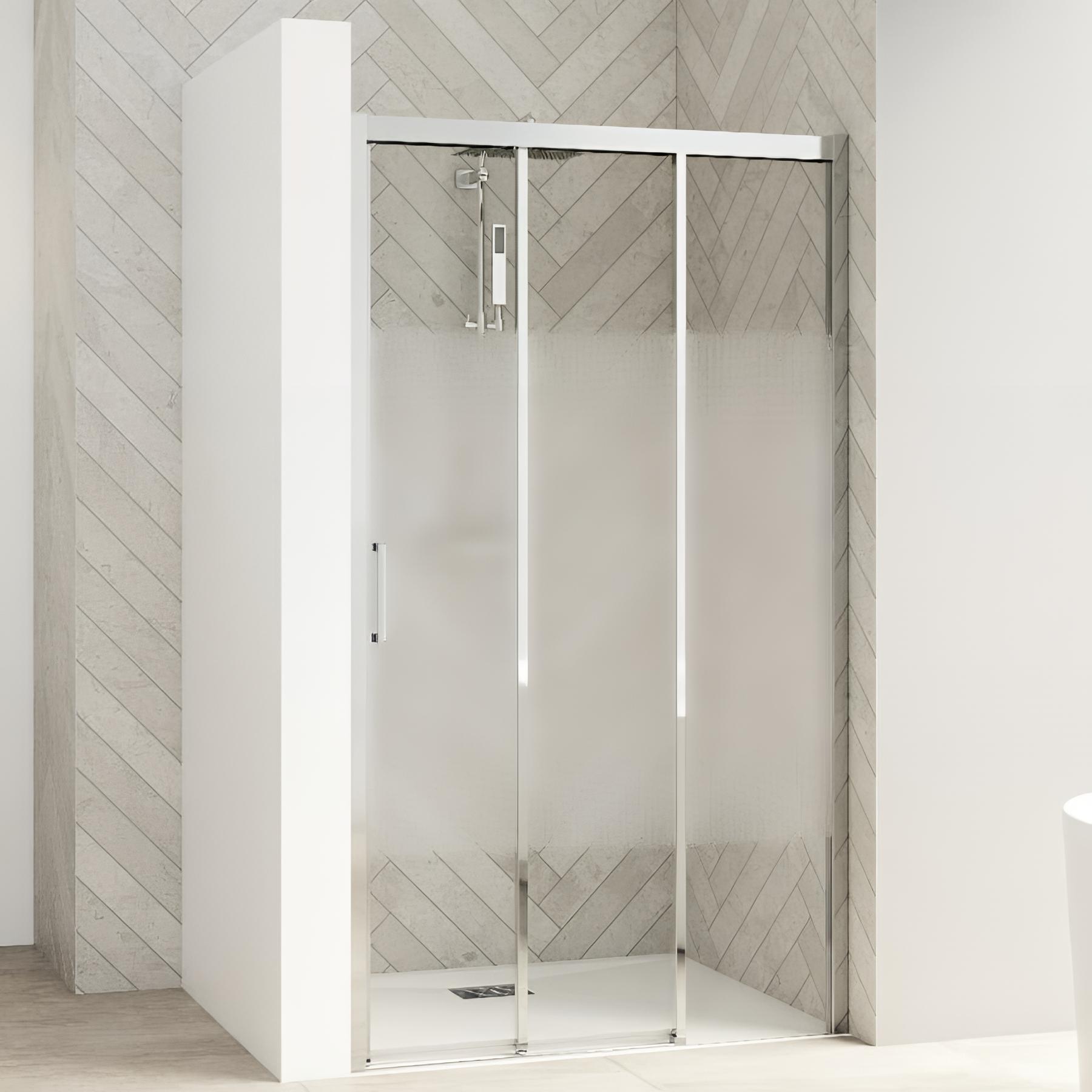 Porte de douche coulissante KINEDO Smart Design extensible de 147 à 160cm profilé blanc