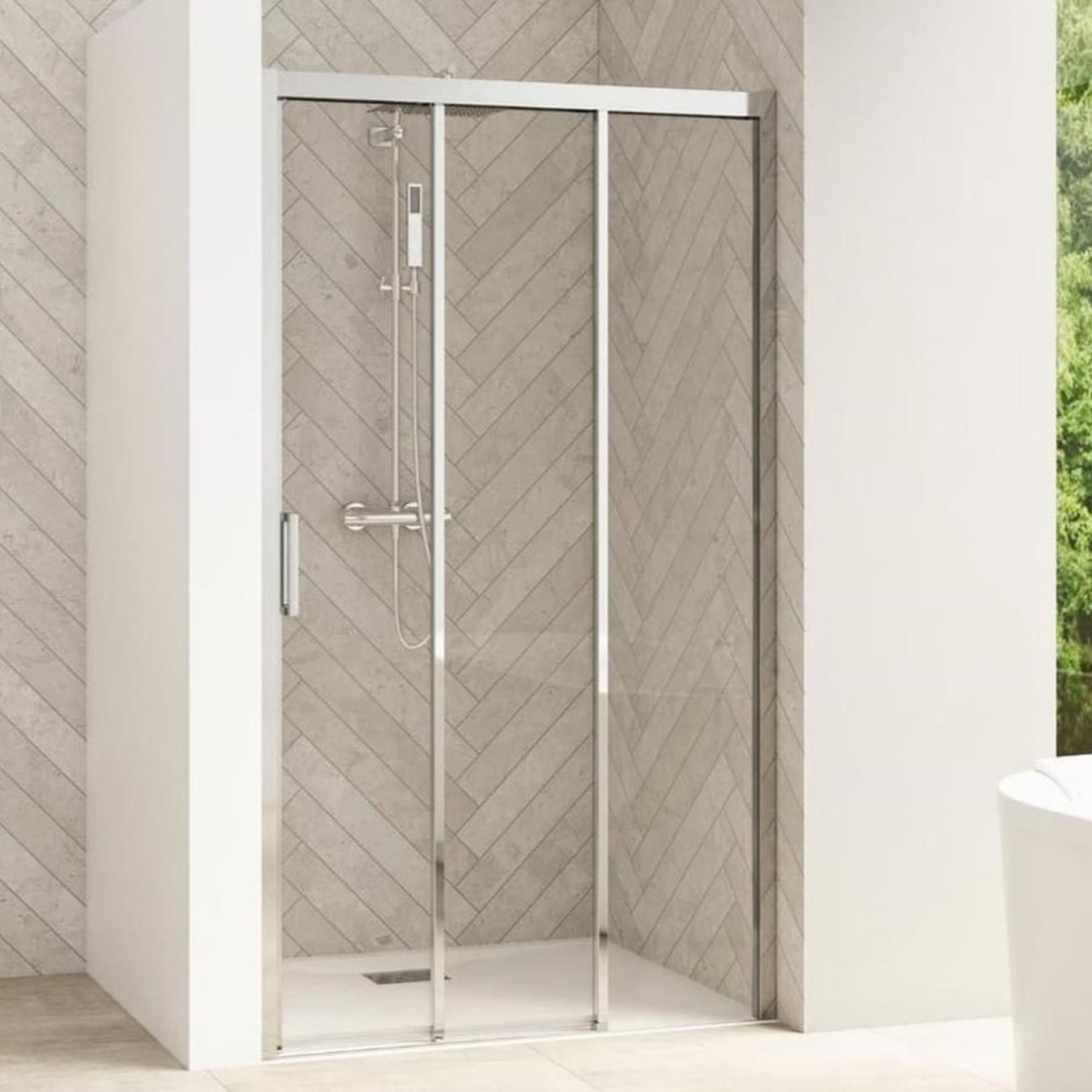 Porte de douche 2 coulissants (à coupler avec paroi fixe) SMART Design L 90 cm H 2,05 m fixe droite