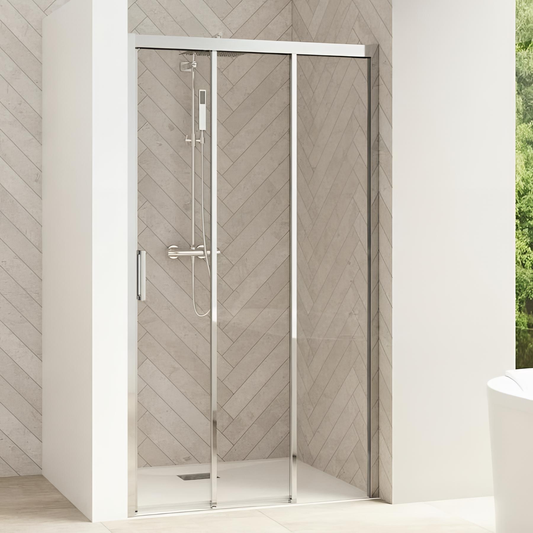 Porte de douche 2 coulissants (à coupler avec paroi fixe) SMART Design L 90cm H 2,05 m fixe droite