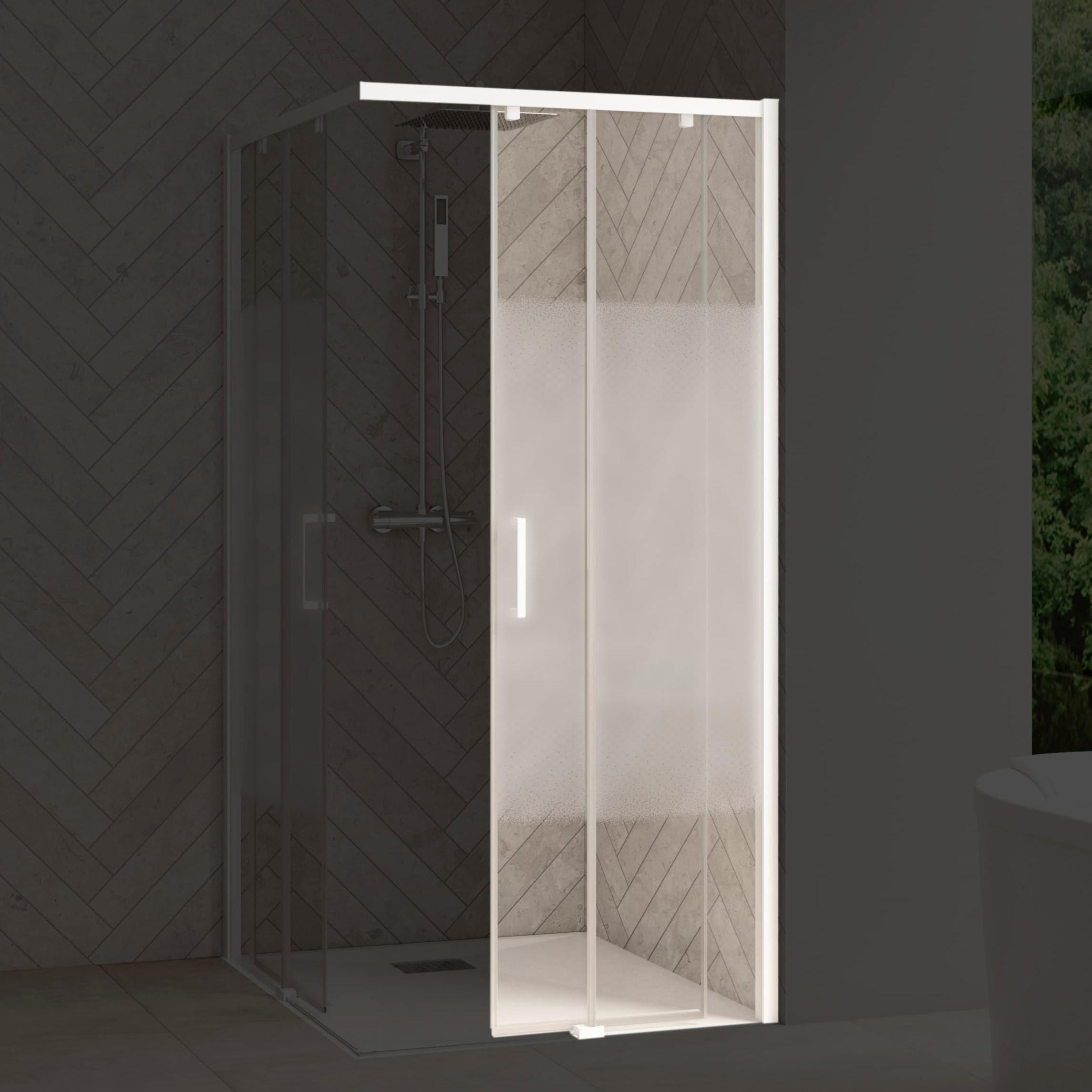 Paroi de douche Smart Design 1 volet coulissant sans seuil extensible 157/170 chromé - fixe à droite