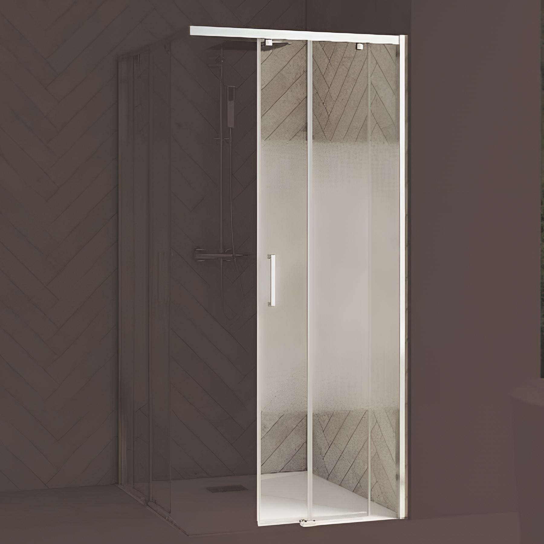Paroi de douche kinedo Smart Design 1 volet coulissant sans seuil extensible 147/160 gris noir grainé verre transparent - fixe à gauche