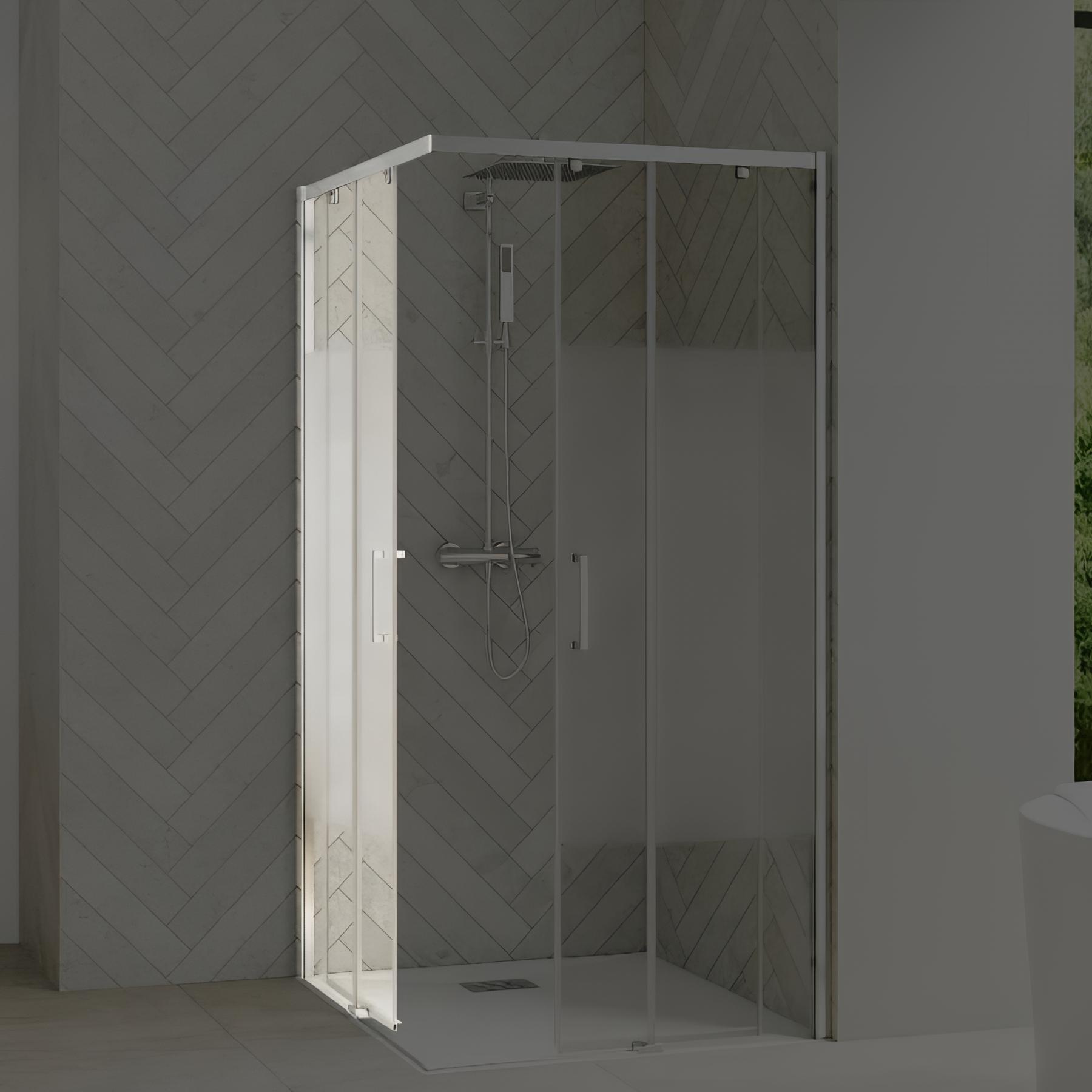 Paroi de douche kinedo Smart Design 1 volet coulissant sans seuil extensible 137/150 gris noir grainé verre transparent - fixe à droite