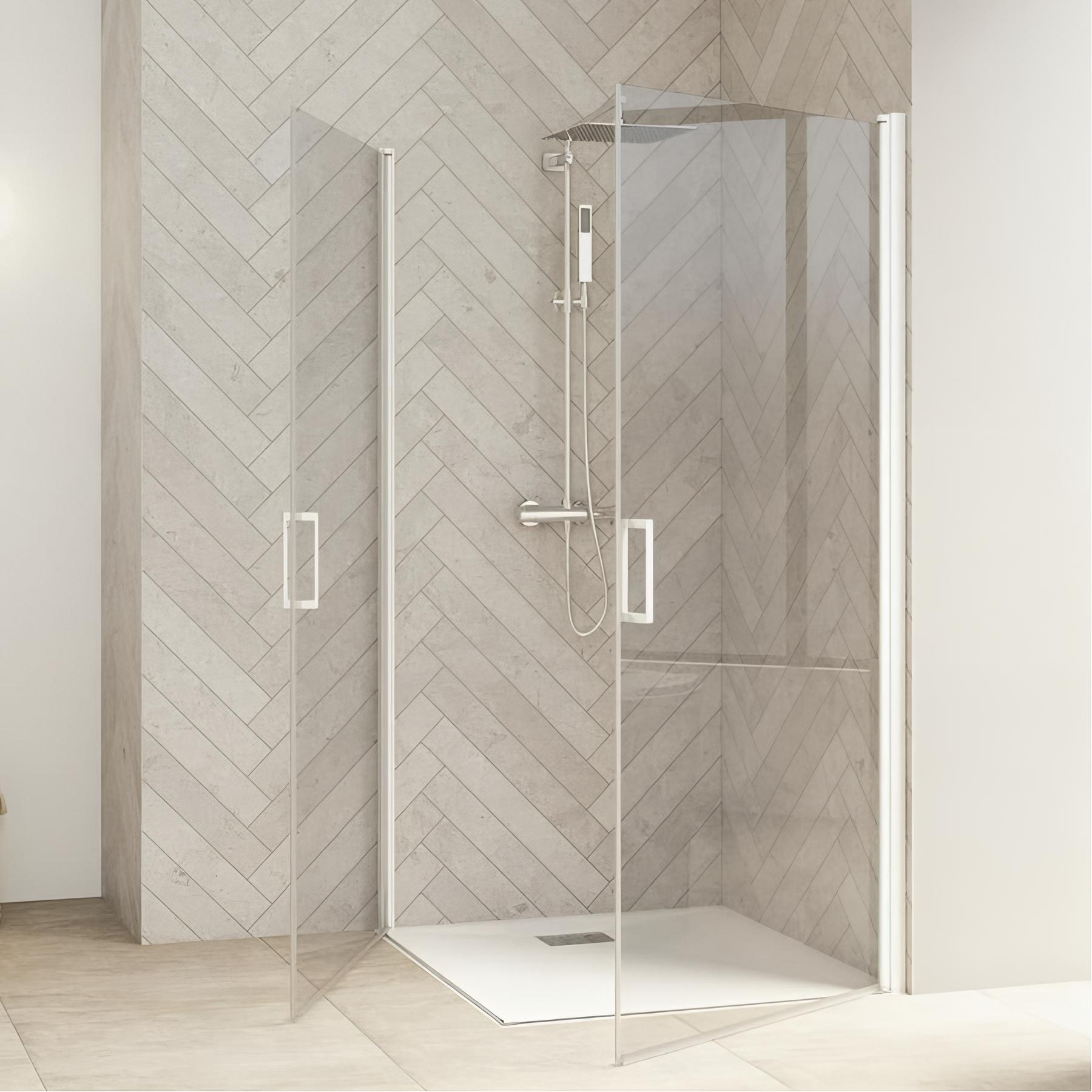 Porte de douche coulissante KINEDO Smart Design droite (à coupler avec la gauche) L70cm H2,05m blanc