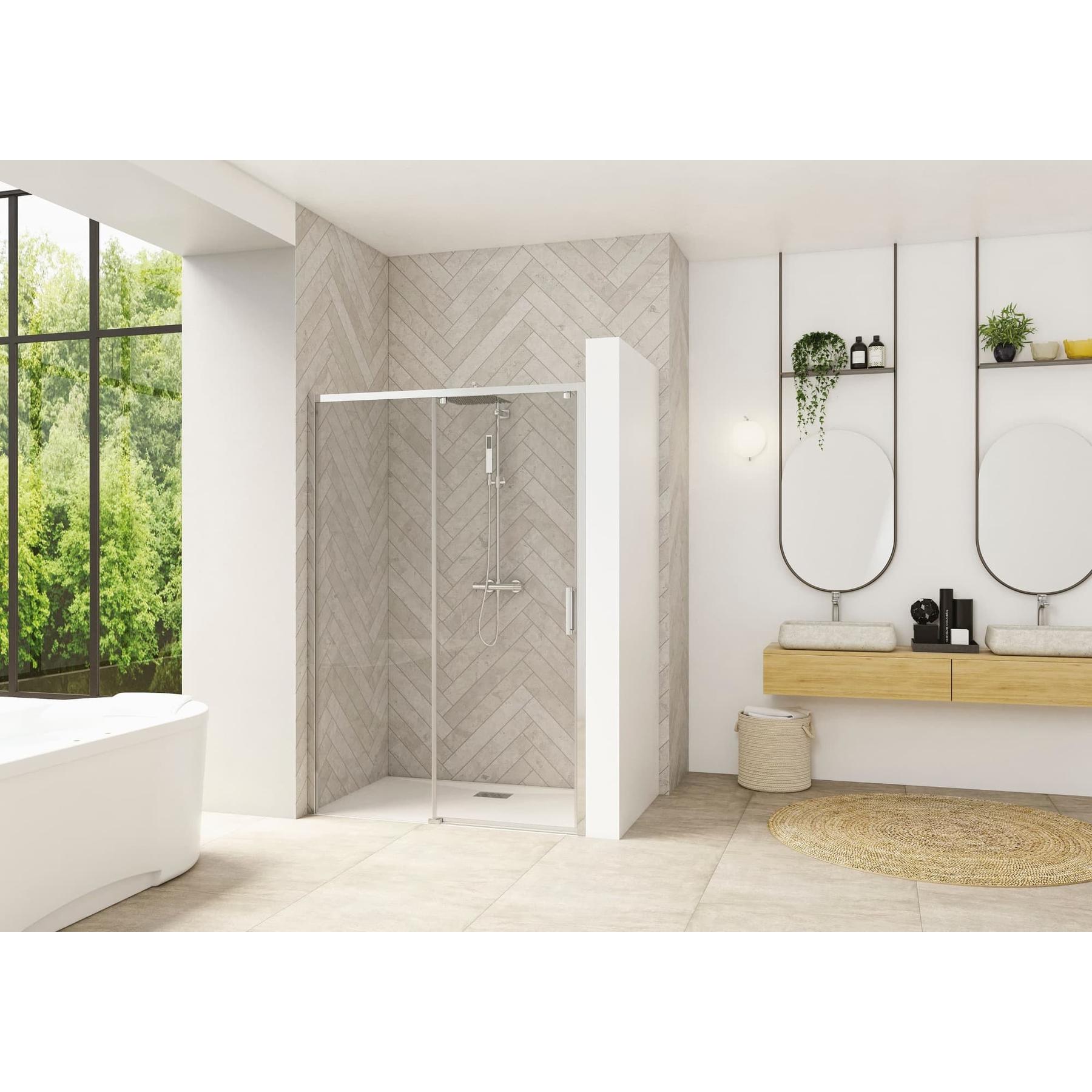 Porte de douche coulissante Kinedo SMART Design sans seuil PMR L 90cm H 2,05 m gauche