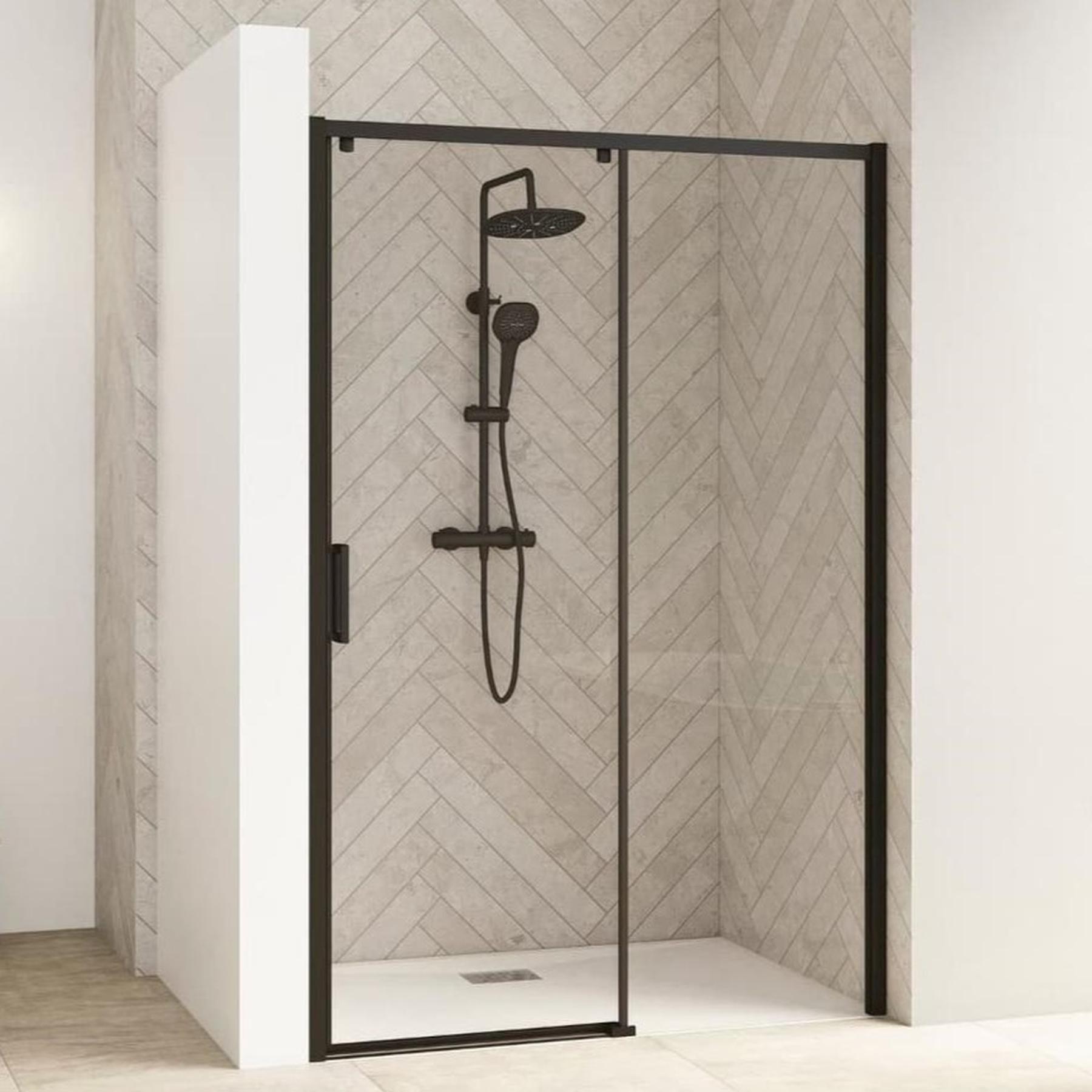 Porte de douche coulissante Kinedo SMART Design sans seuil PMR L 90 cm H 2,05 m noir droite