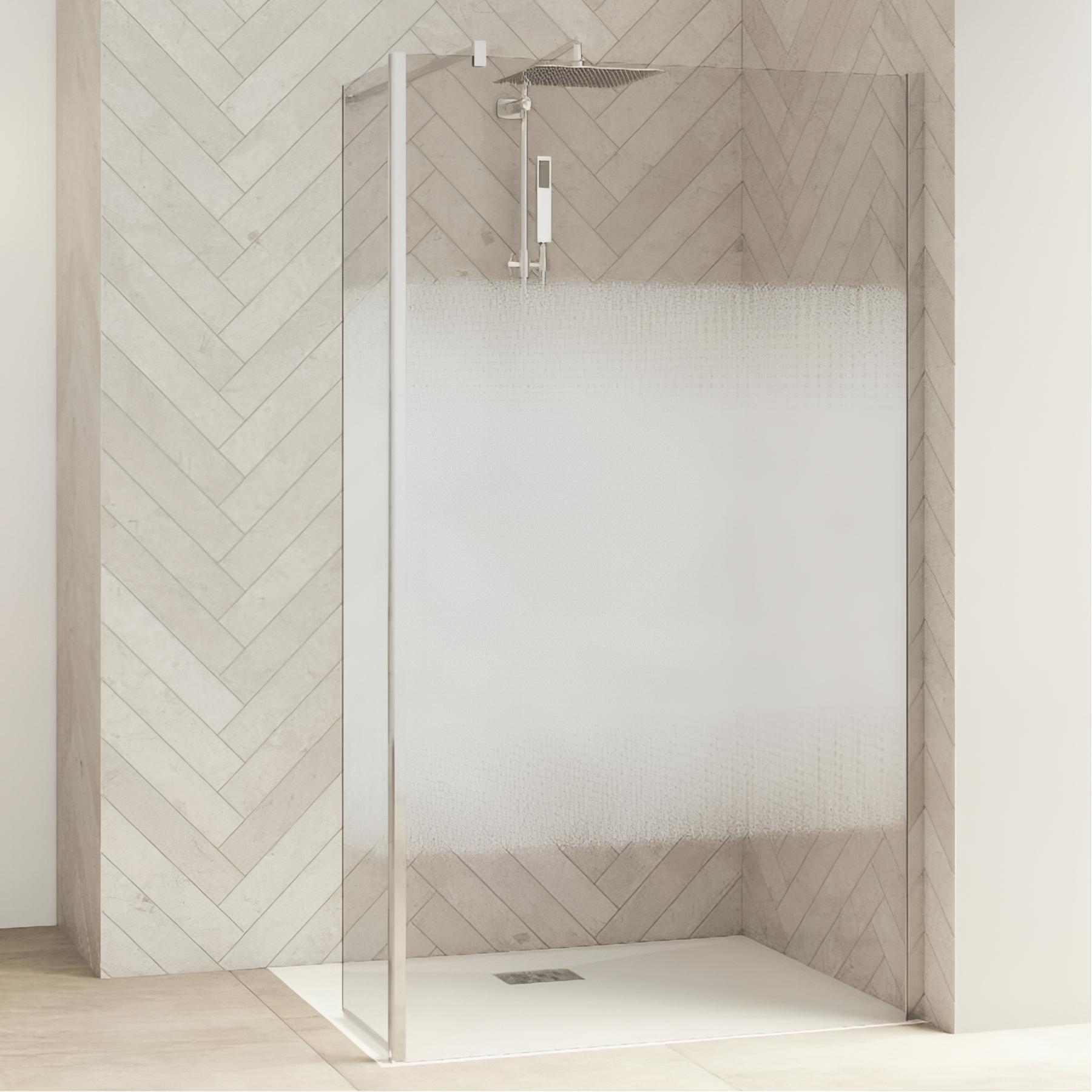 Paroi de douche kinedo Smart Design Volet Duo 35 chromé verre sérigraphié cosmos pour montage avec Smart Design Solo