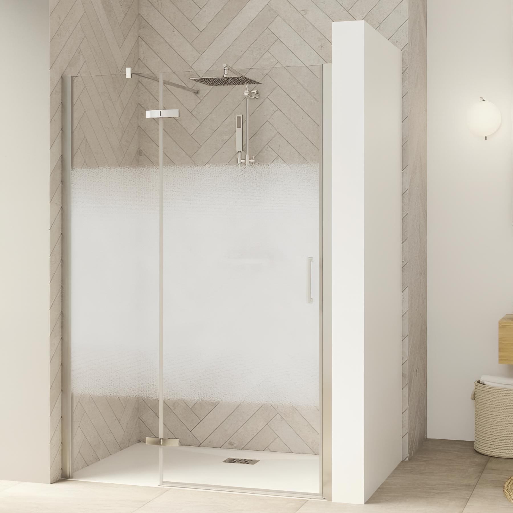 Paroi de douche kinedo Smart Design pivotante (extérieur) sans seuil + paroi fixe d'angle 100 gris noir grainé verre transparent charnières à gauche