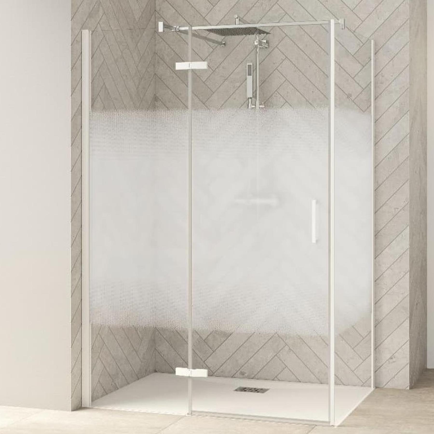 Paroi de douche Smart Design Porte pivotante (intérieur/extérieur) avec seuiL 70 cm verre sérigraphié cosmos