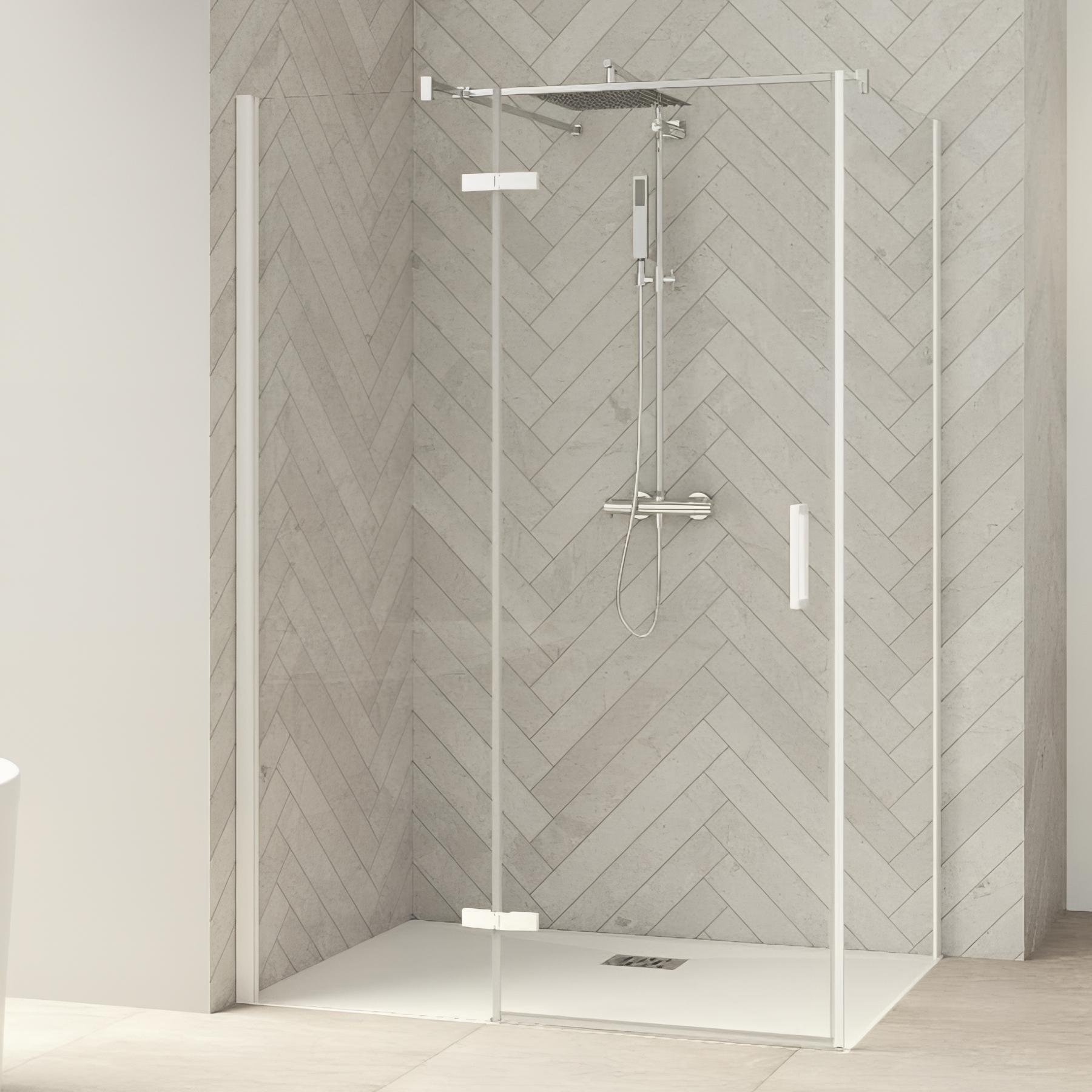 Paroi de douche kinedo Smart Design Porte pivotante (intérieur/extérieur) avec seuiL 80cm verre sérigraphié cosmos