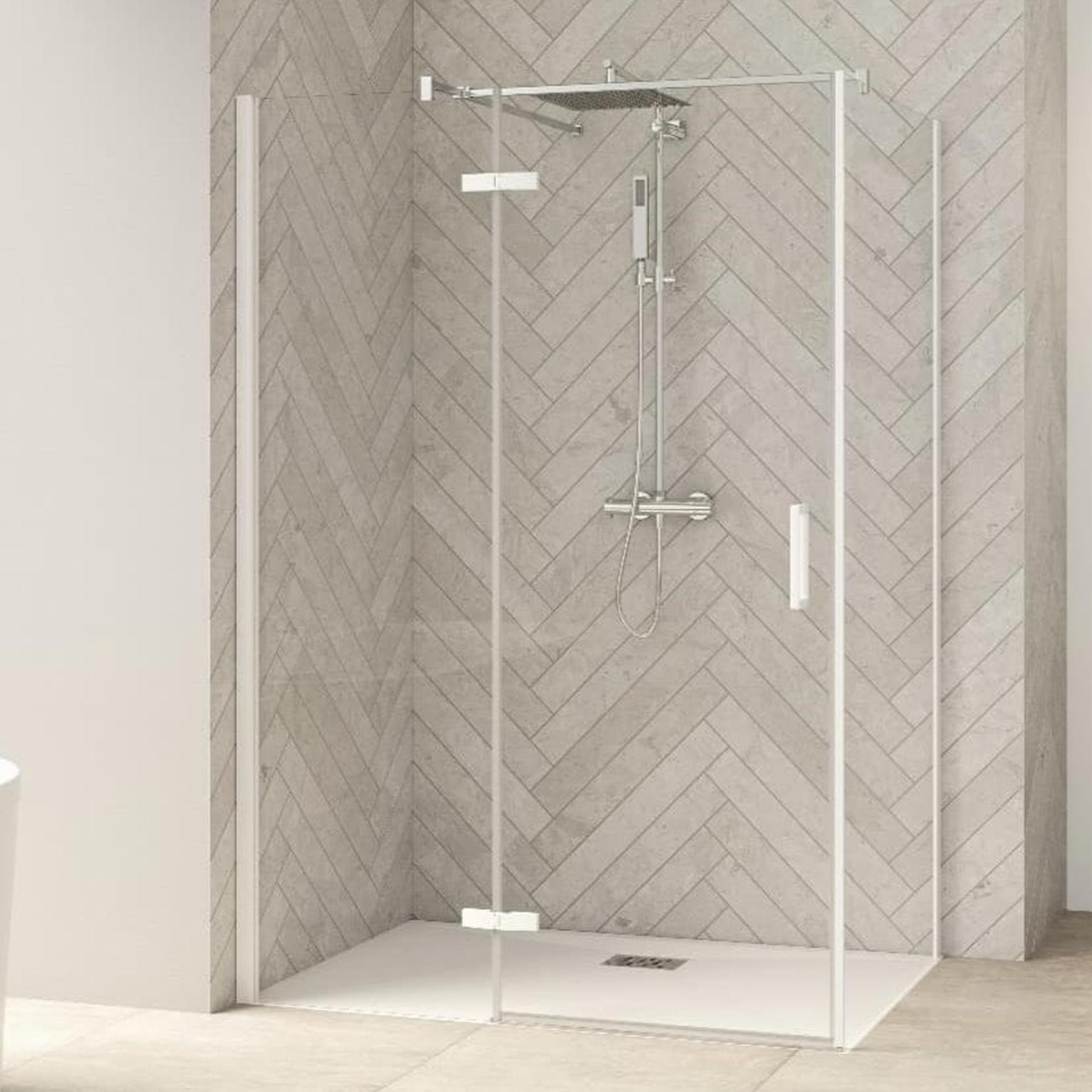 Paroi de douche Smart Design Porte pivotante (intérieur/extérieur) avec seuiL 80 cm verre sérigraphié cosmos