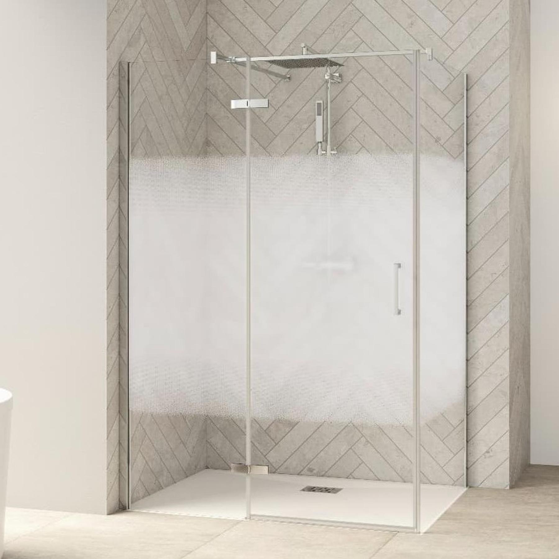 Paroi de douche Smart Design Fixe pour montage en angle 120 chromé verre sérigraphié cosmos